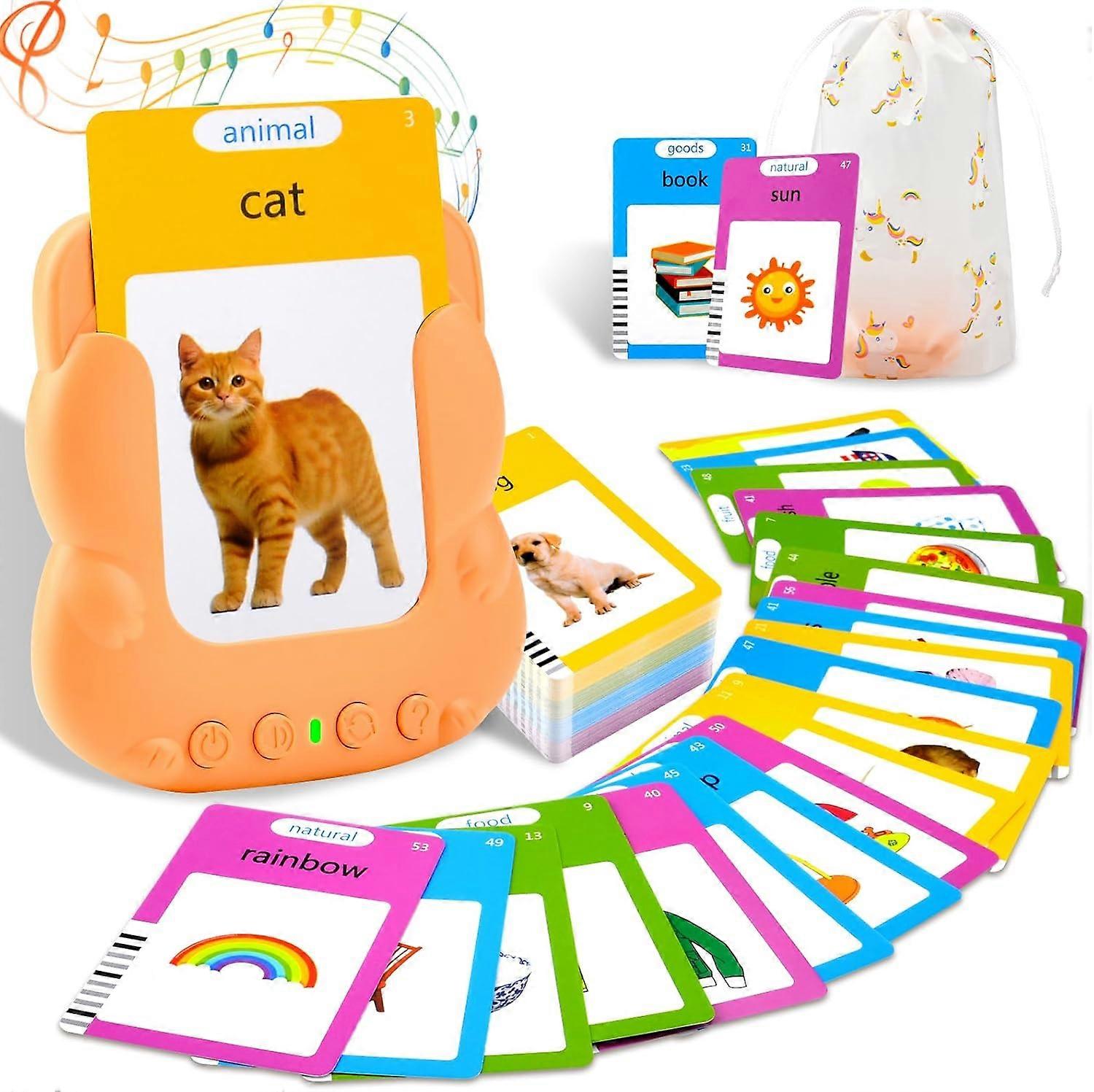 AURA Talking Flash Cards for Toddlers (Orange 510words, One Size)