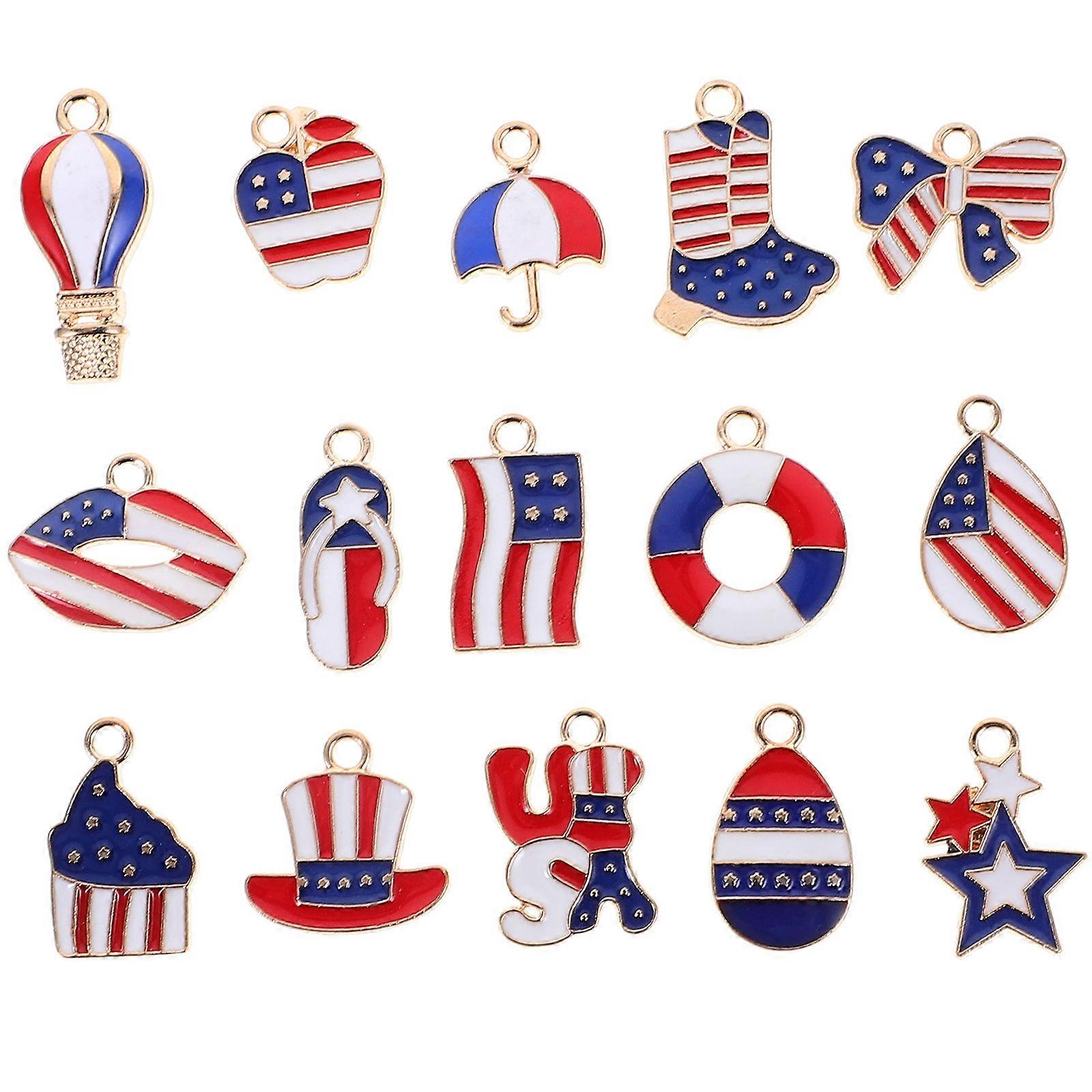 20 Pcs Independence Day Alloy Pendant Charms for DIY Jewelry Making – Lightweight American Flag Theme Crafting Accessories