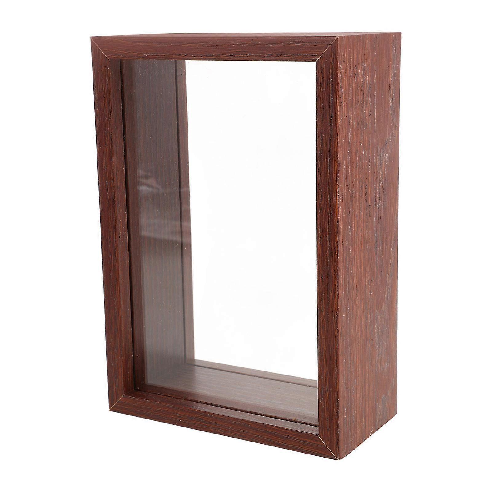 Clear Shadow Box Frame Display Artwork Wall Mountable Dark Red Wooden Hollow Storage Box 1Pack