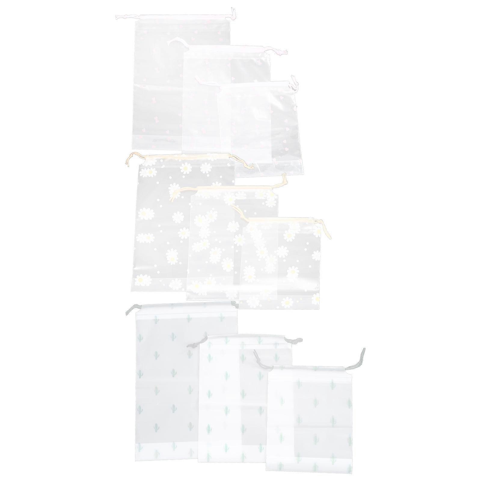 9pcs Transparent Drawstring Storage Bags for Travel, Clothes, Shoes, Toiletries Dustproof Organizers for Packing, Gym, Home Use