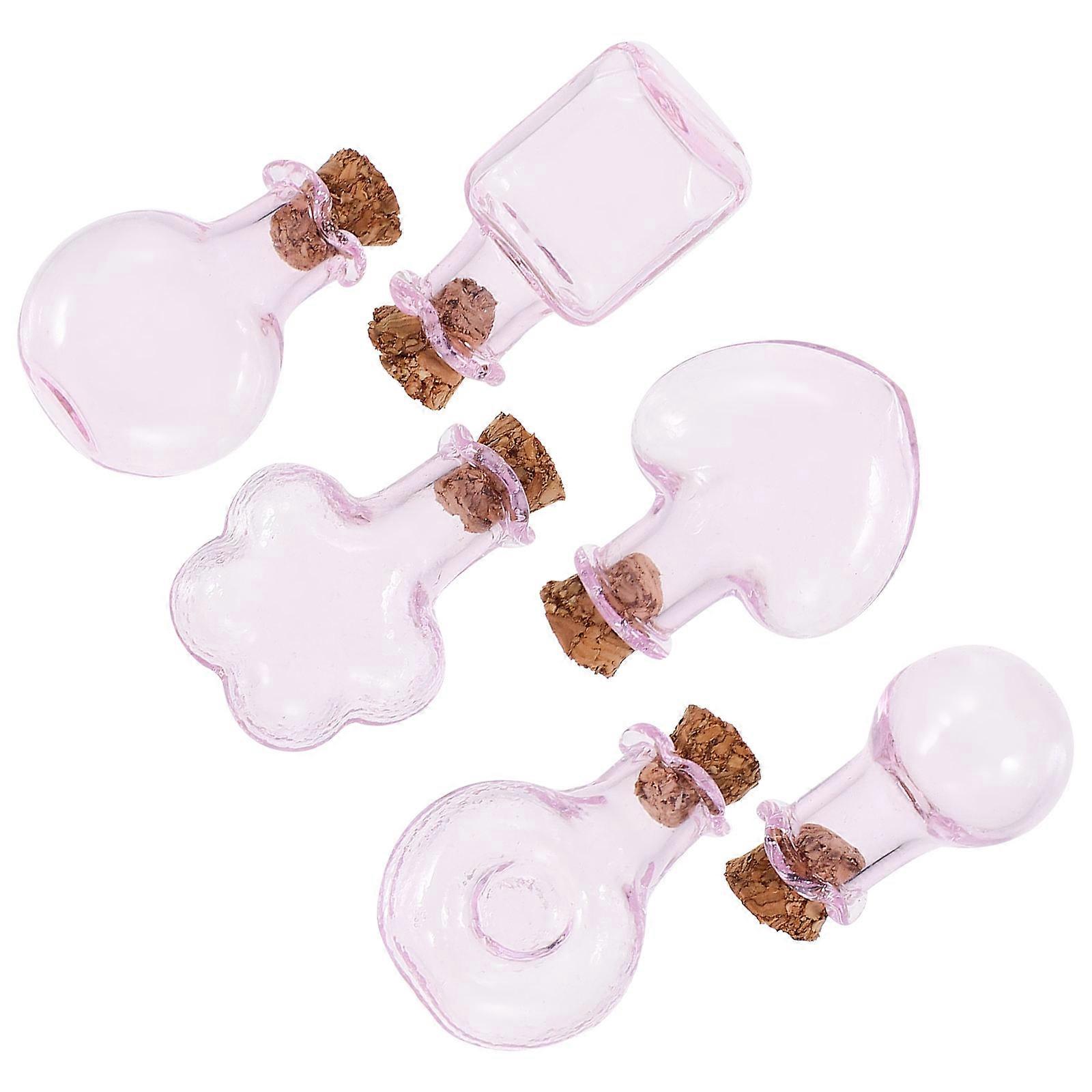 Mini Glass Wishing Bottle Wish Box Beach Souvenir Square Pink 0.59X0.31X0.31in 6Pcs