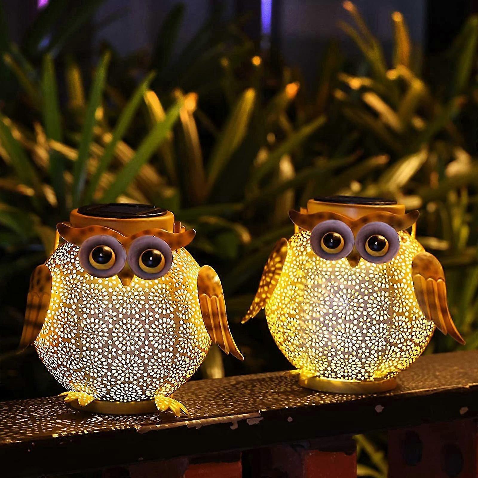 Wiszące latarnie słoneczne - Garden Light Wodoodporne metalowe dekoracyjne lampy słoneczne na zewnątrz na patio Yard Table Pathway z wzorem Owl