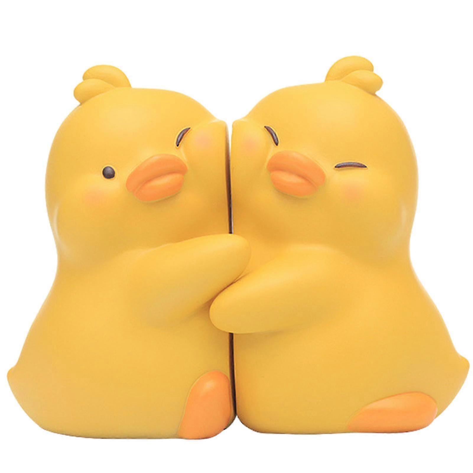 Cute and Funny Hugging Ducks Decorative Bookend for Home Shelf Space Saving