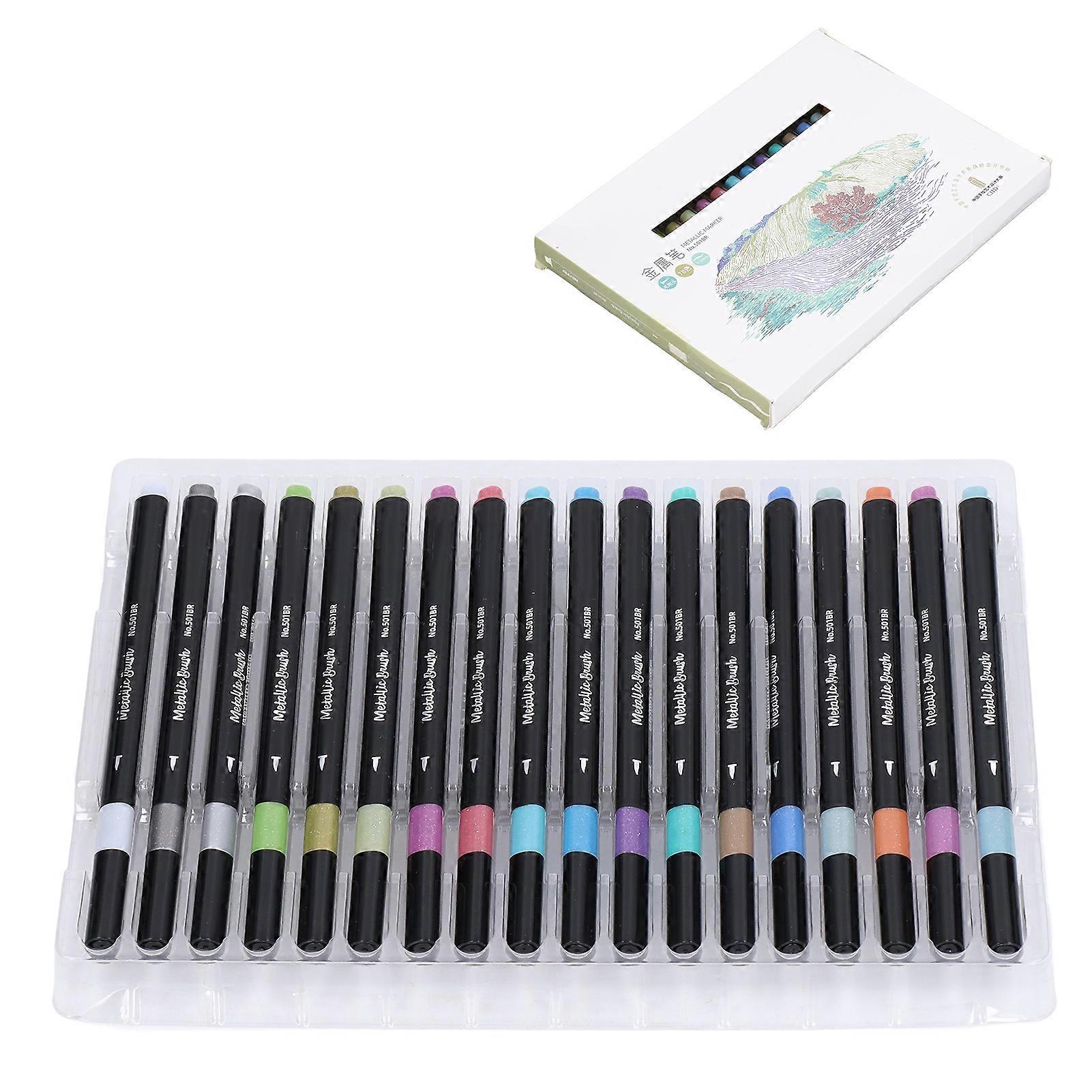 Paint Pens 18 Colors 1‑3mm Fiber Nib Strong Coverage Waterproof Metallic Markers for DIY Painting