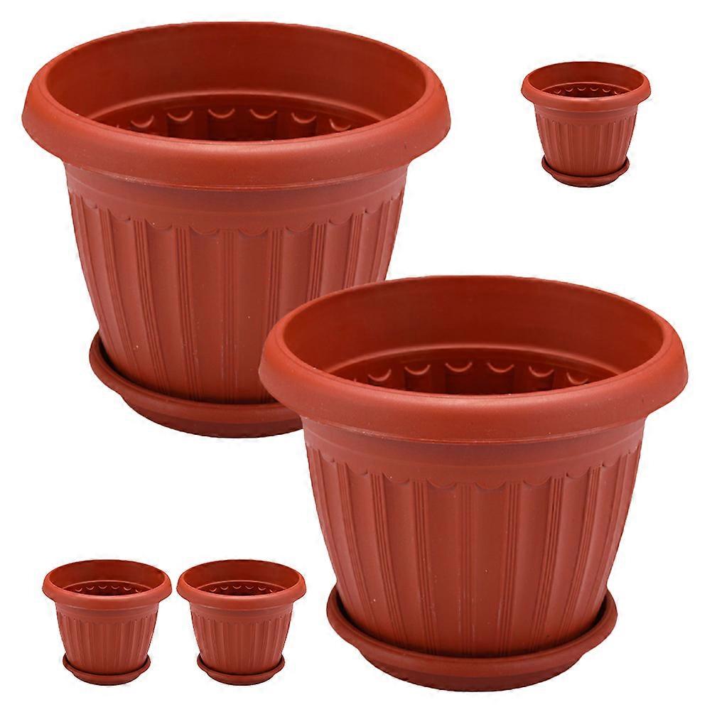 5 Sets Plastic Flower Pots for Home Use Indoor Planters with Trays for Balcony