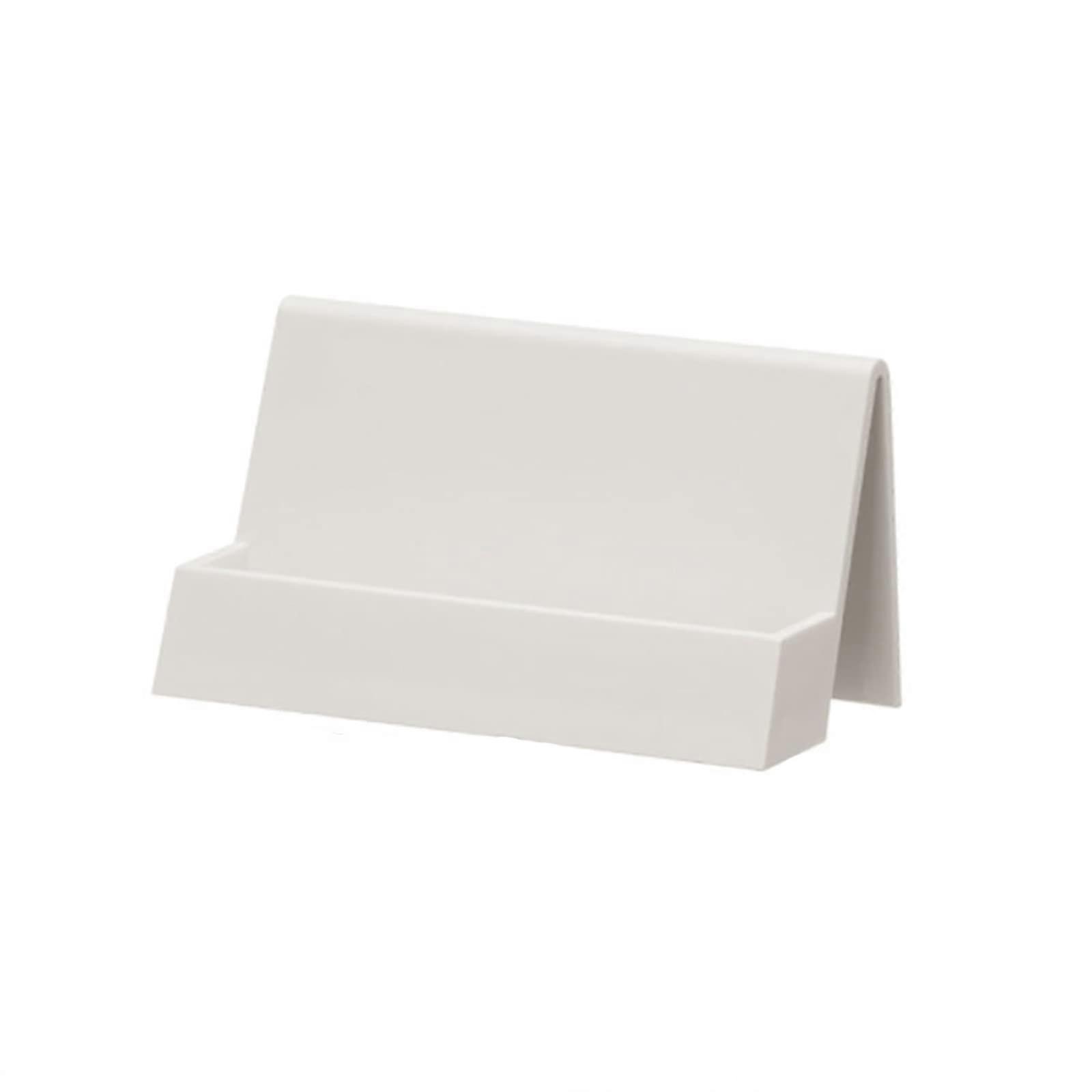 Business Card Holder for Desk, Modern Plastic Case Display Stand, White