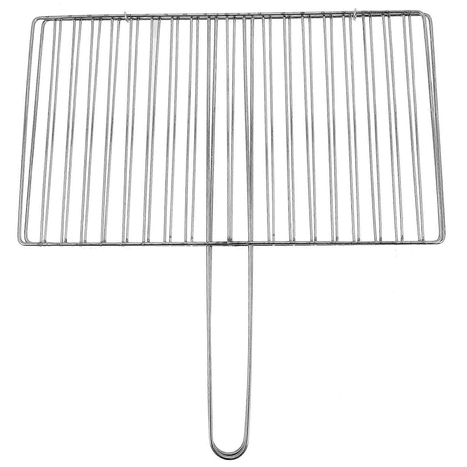 Bbq Fish Grill Rack Stainless Steel Outdoor Cooking Tool Rectangular Mesh Humanized Handle Design 1Pack