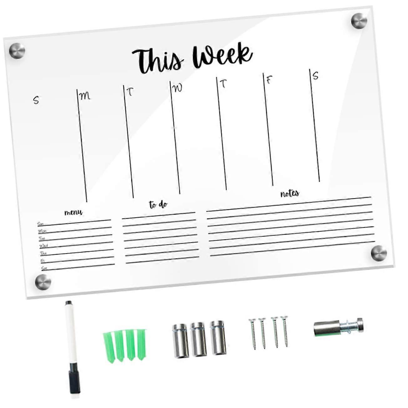 1Satz Memo Board Wall Memo for School and Office, Writable with Included Pins and Whiteboard Marker, Durable and Transparent for Planning