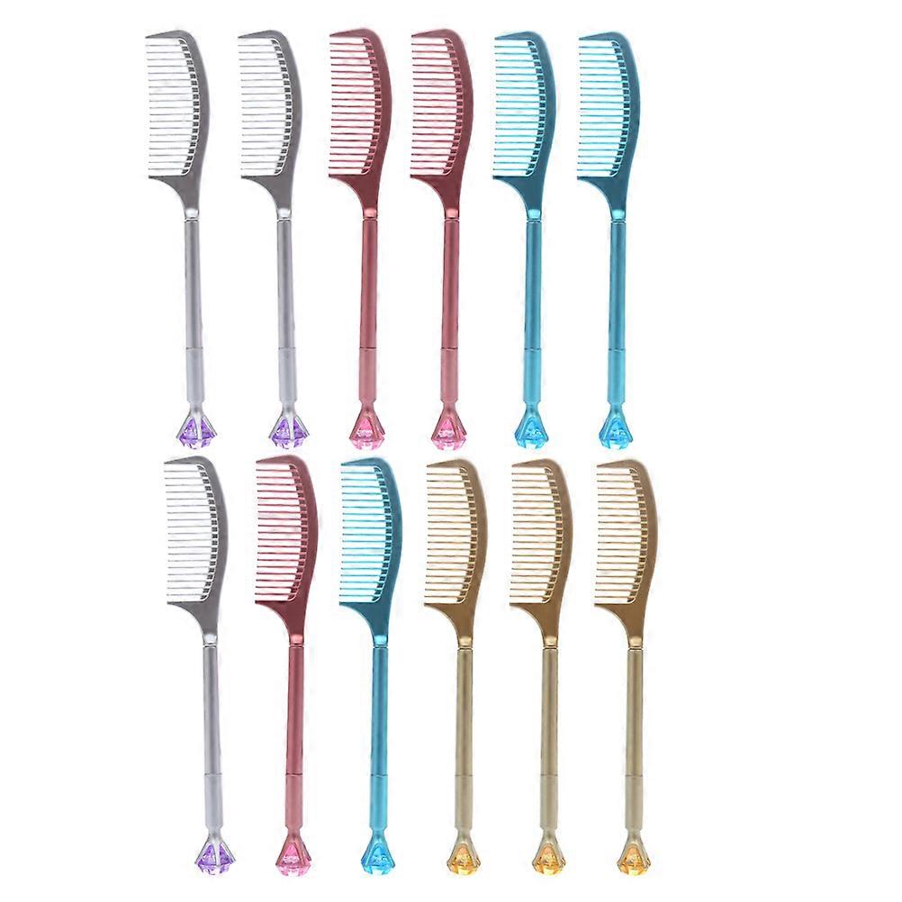 12pcs Cute Comb Shaped Multi Color Writing Pens with Comfortable Grip and Smooth Ink for School and Office Use, Fun Decorative Design
