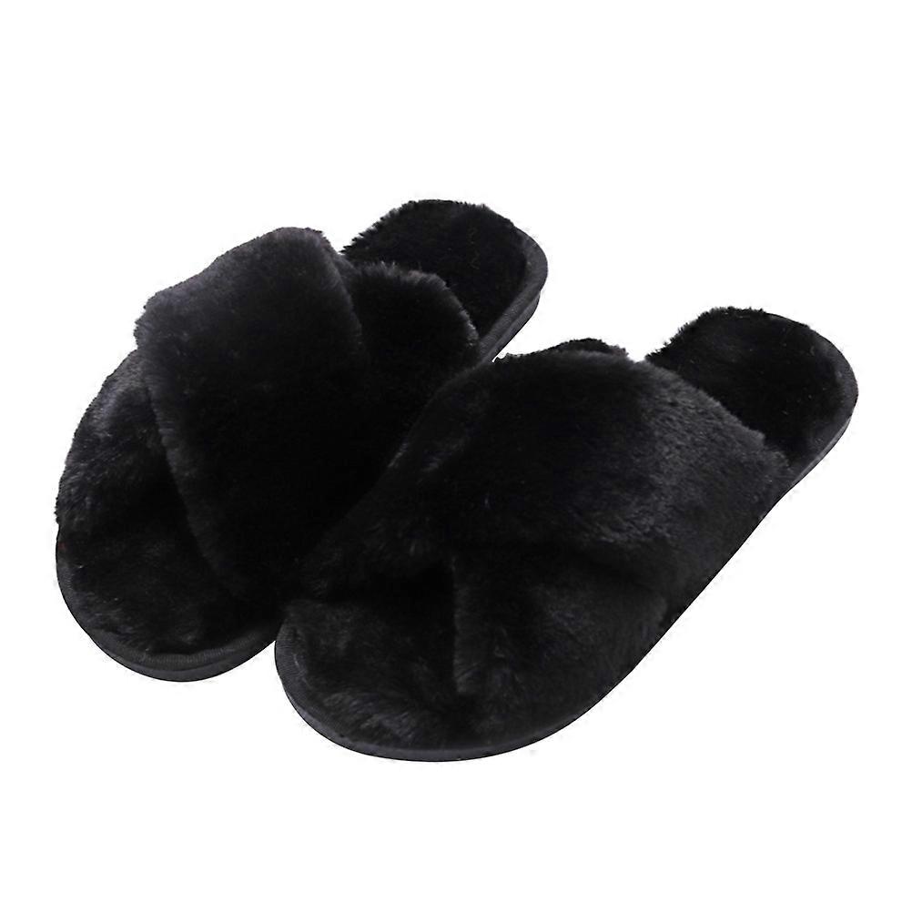 Bedside Slippers for Women Cross Design Plush Coral Winter Indoor Use Comfortable 1Pair