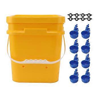 Automatische Kip Waterer Beker met 12L Handheld Barrel Gevogelte Drinkapparatuur voor Gans Eend Emmer + Blauwe Vogelkom + Zwarte Schroeven
