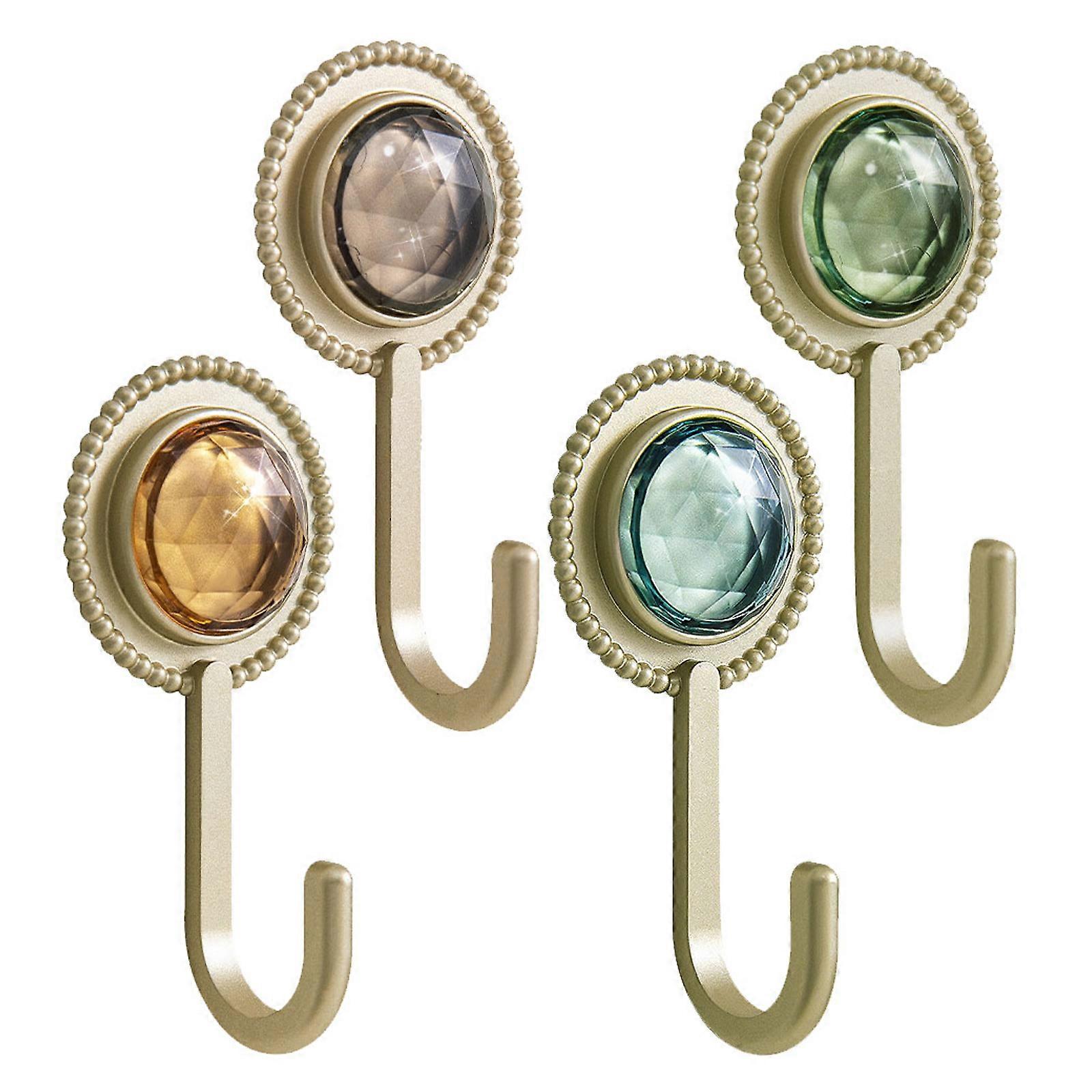 4pcs Self Adhesive Wall Hooks, Strong Adhesive Hangers for Kitchen & Bathroom, Decorative Hooks for Keys, Umbrellas, No Wall Damage