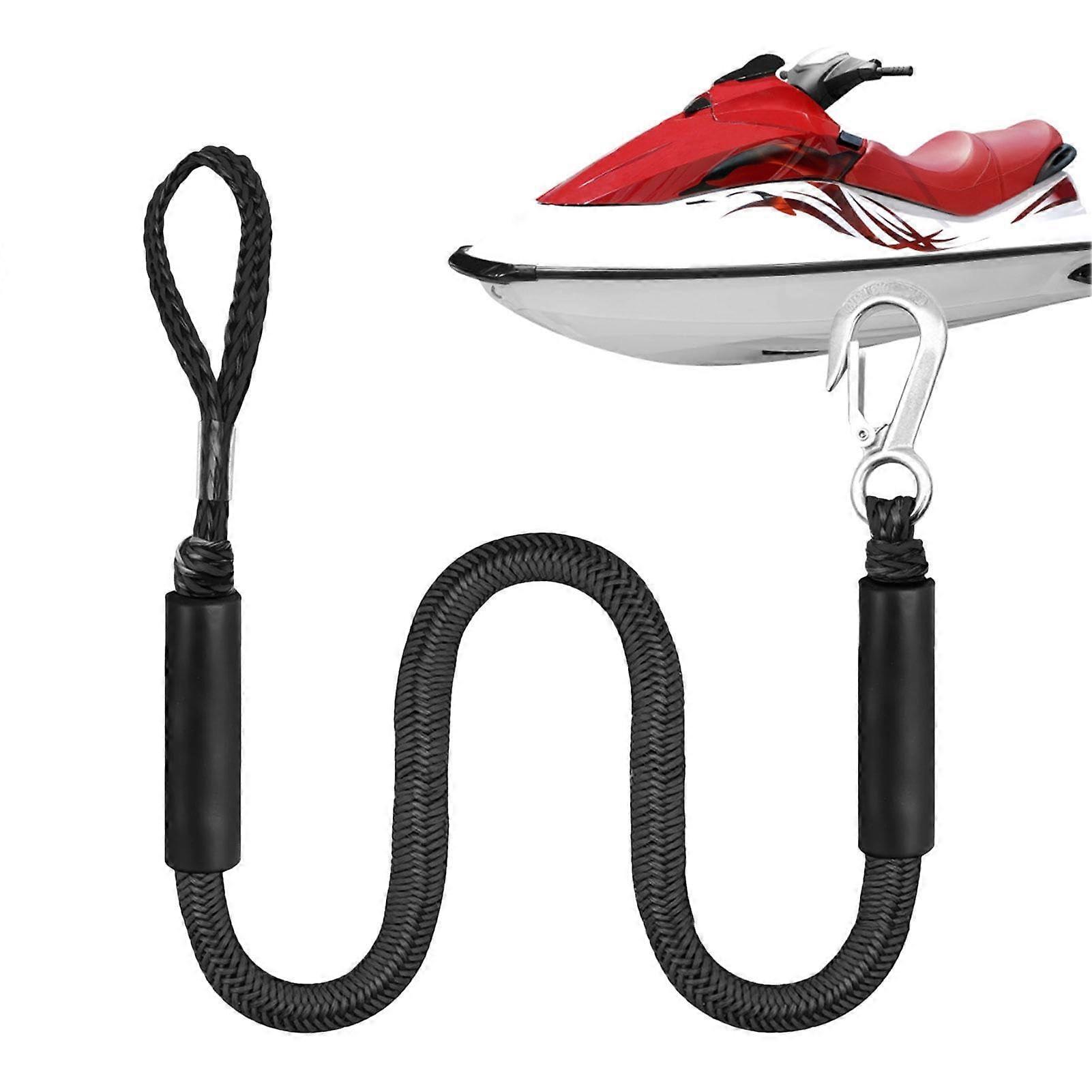 Mooring Rope Elastic Quai Line Adjustable 4 Feet Boss Ski Rope EL Black Hook