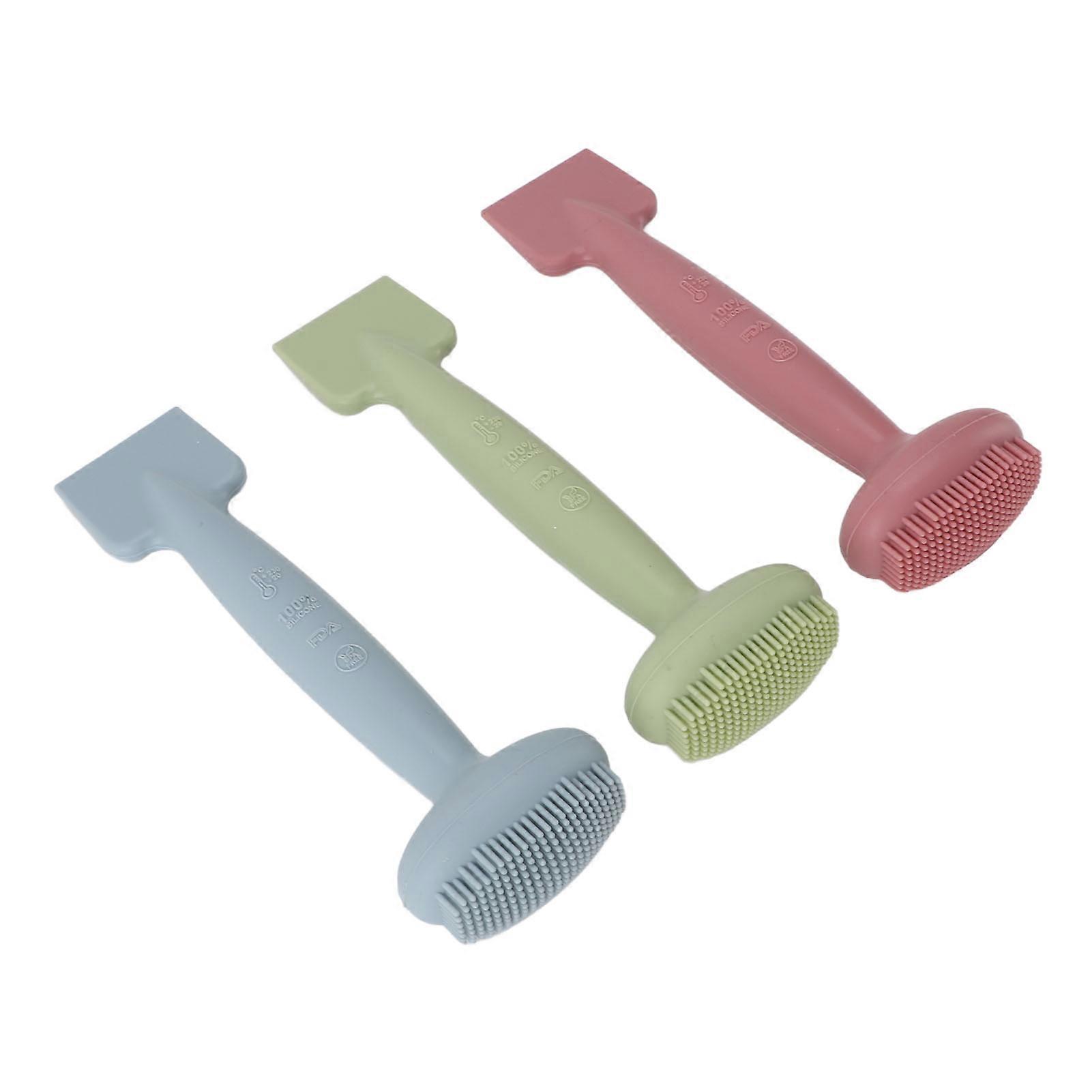 3PCS Facial Mud Applicator Brush Silicone Double Head Lotion Spatula Scoop for Face Cleaning