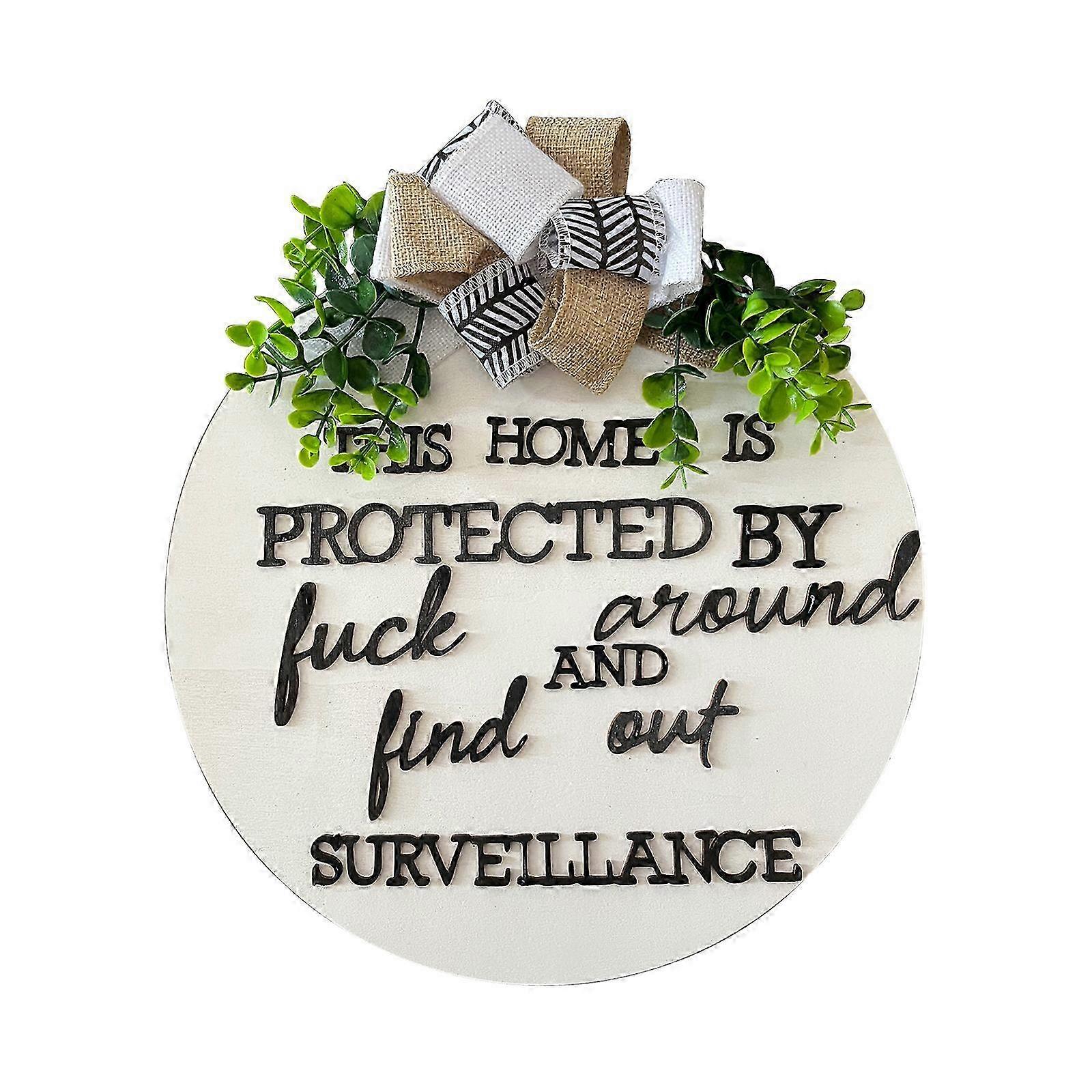 2025 Home Security Signs, Wooden Hanging Signs With Rope, High-Quality Warning Signs For Front Door Decor And Multi-Purpose Decorative Signs, Durable