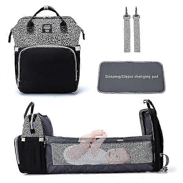 2-in-1 Portable Foldable Crib Diaper Backpack Large Capacity