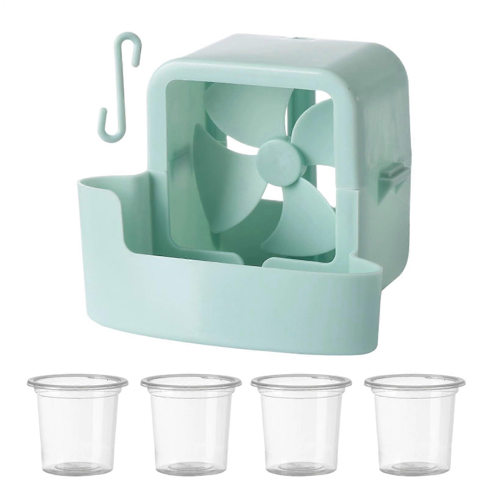 Floor Fan Cooler with Oscillation, Portable 11x9x9 cm Cooling Accessory, Lightweight with Hanging Ice Box for Patios and Balconies, Blue