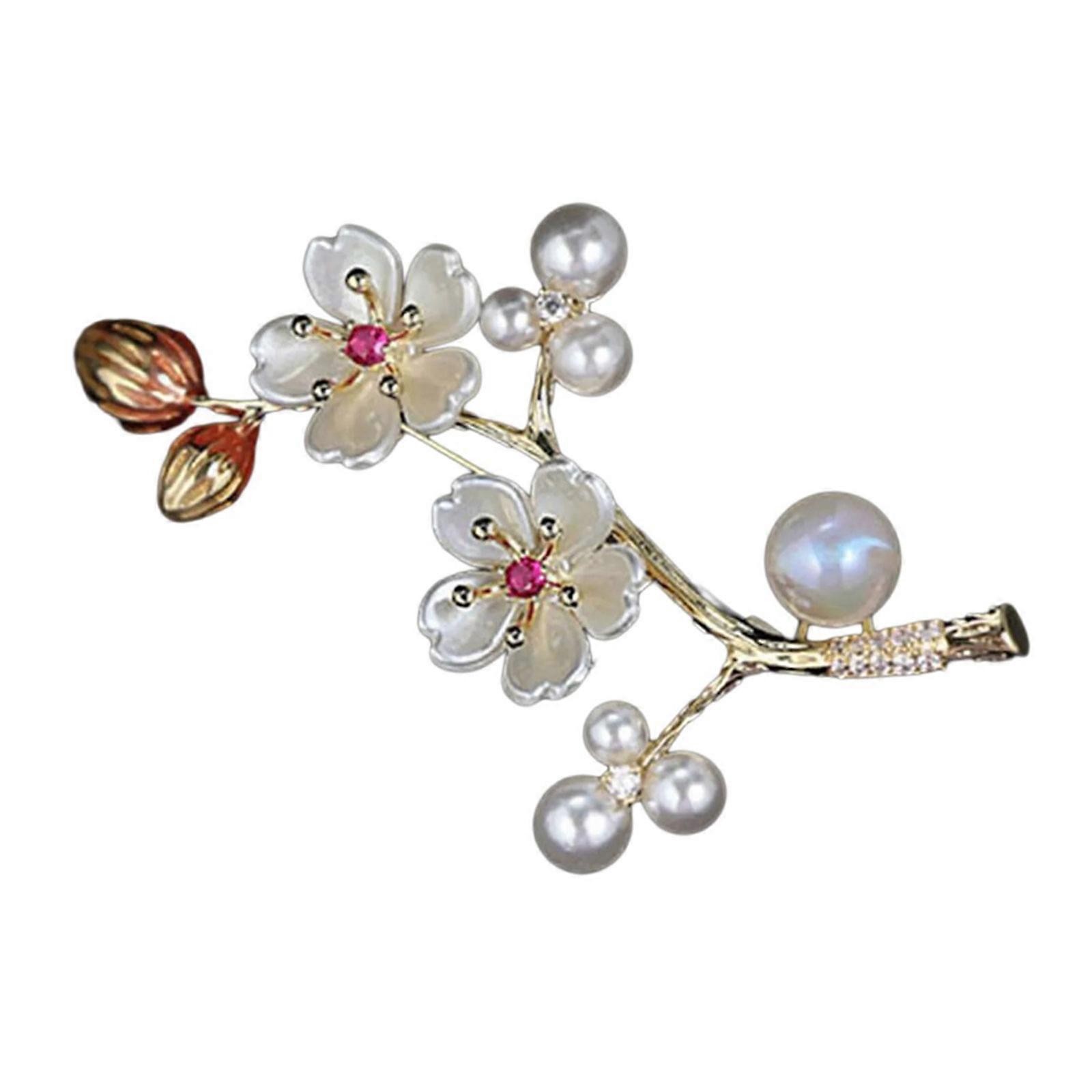 Chinese Style Floral Shell Brooch Antique Plum Flower Handmade Lapel Pin Elegant Accessory For Coat Scarf Bag Multicolor
