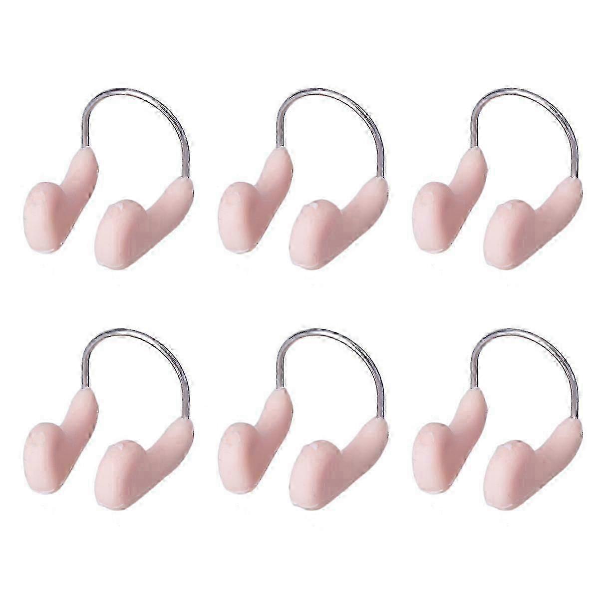 6 PCS Anti- Choking Swimming Nose Clip Swimming Nose Clip Swimming Pool Nose Clip Skin Color Nose Clip