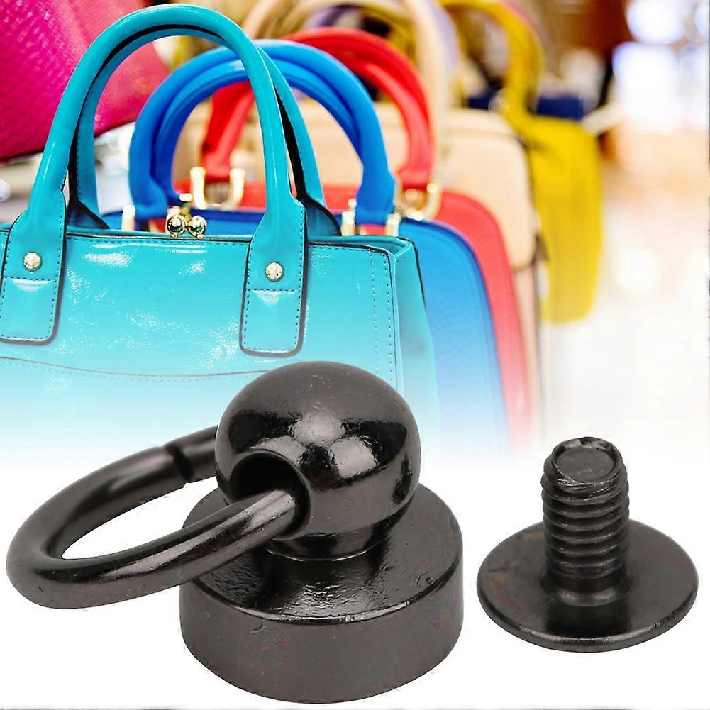 20 Set Stud Rivets 9mm Brass O Ring Head Button Rivet Stud for Leather Craft(Black )