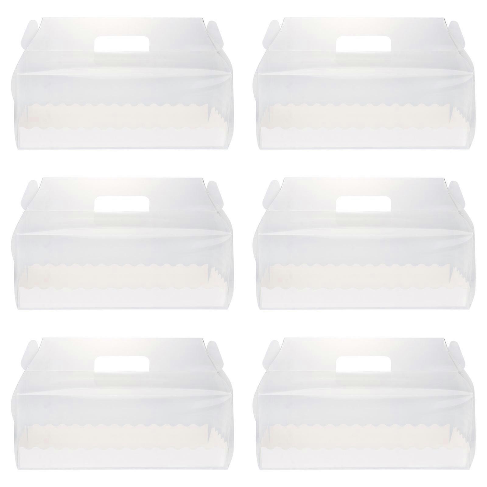 Transparent Cake Roll Boxes with Tray Portable Dessert Container for Storage Use 6pcs PET