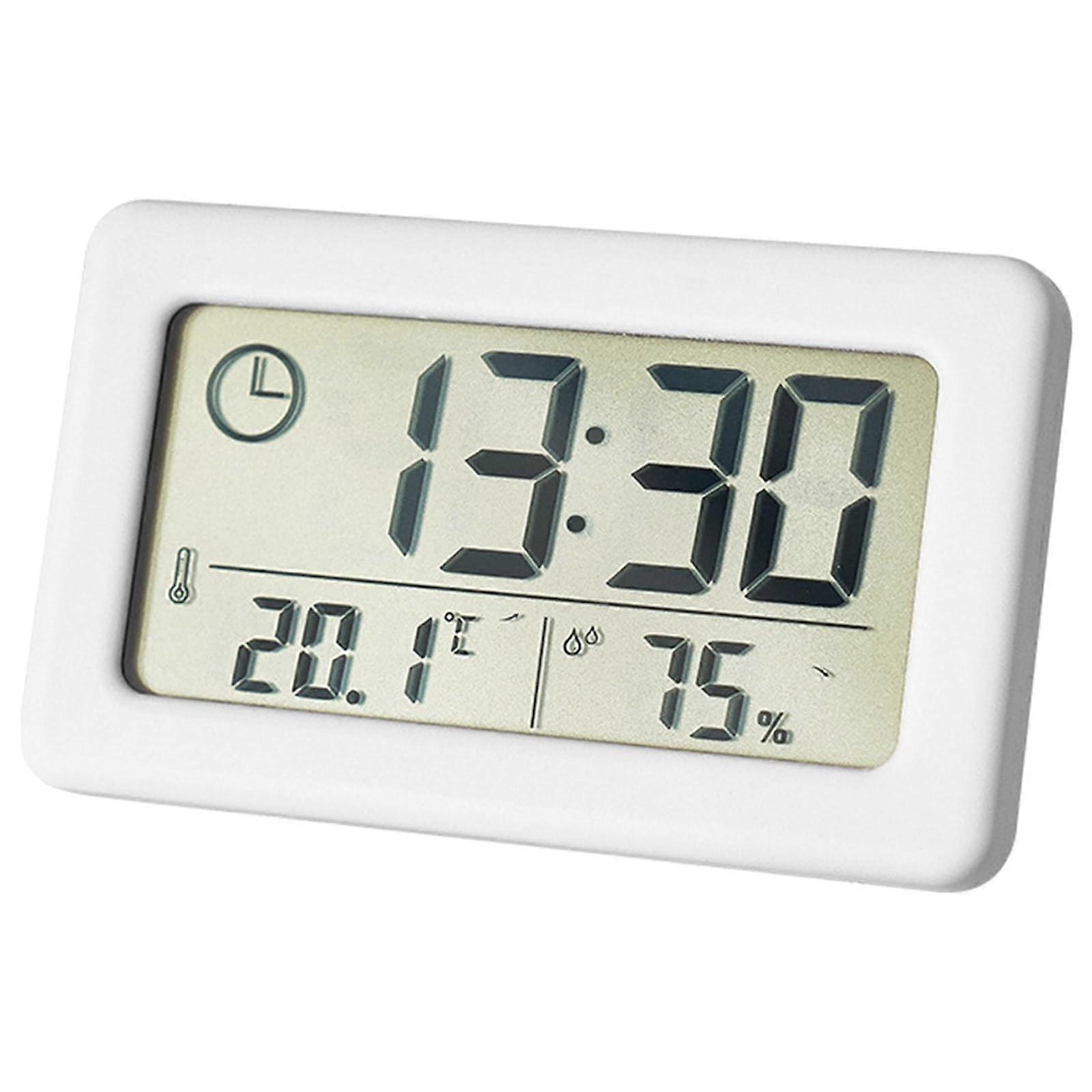 Electronic Clock With Large LCD Display Temperature And Humidity Sensor Digital Desk Clock White Finish