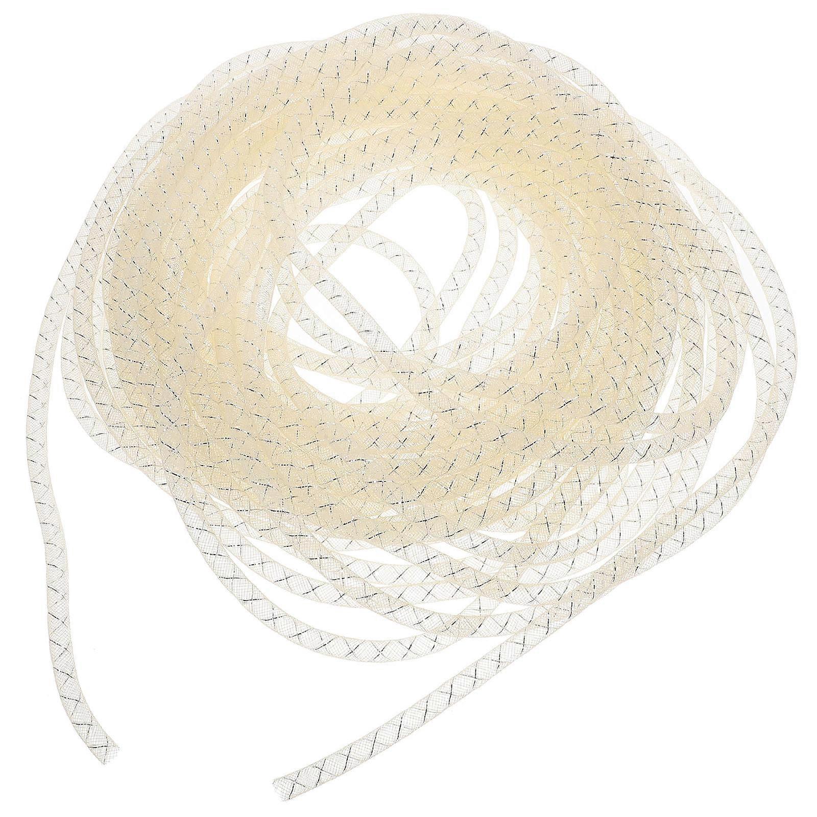 Yellow Polyester Yarn Cord for DIY Crafts Making 1 Pack 25m Elastic Braided Mesh Tube
