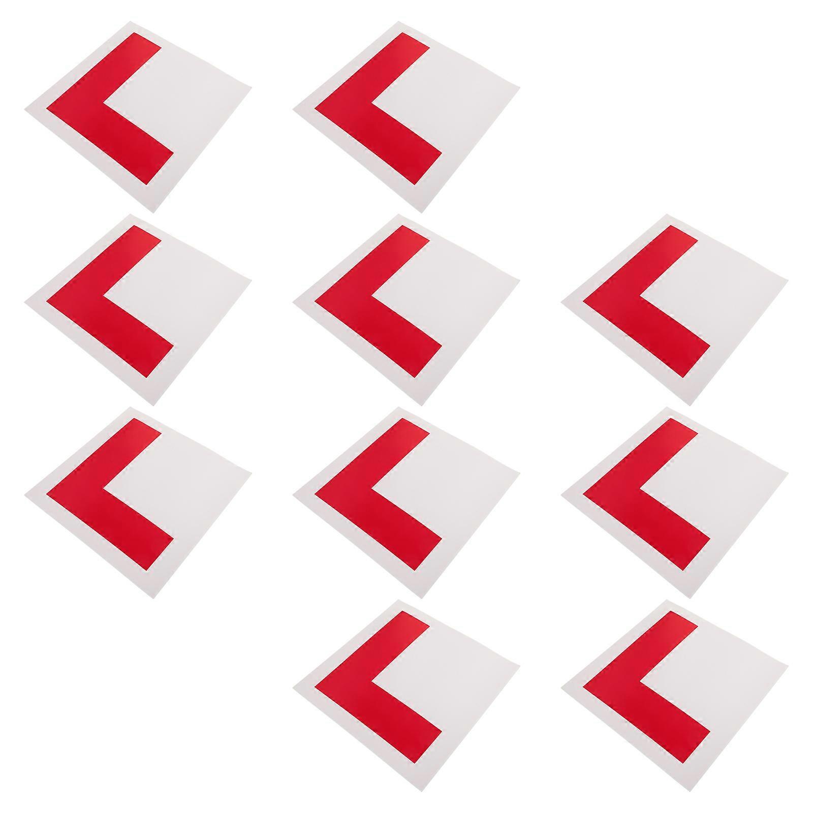 Red Reflective Adhesive L Sticker for Car for New Drivers Easy to Install Durable PVC Pack of 10