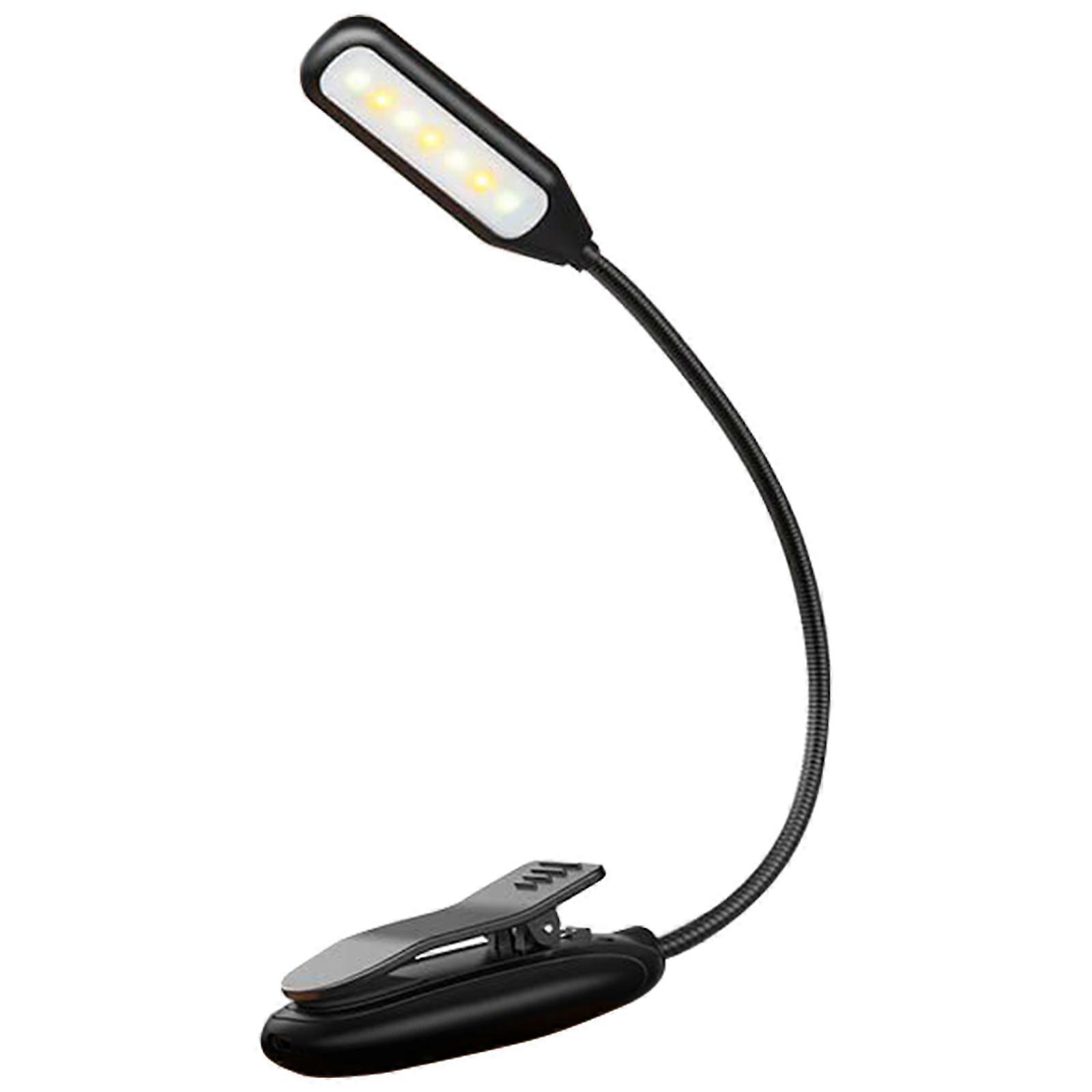 Upgrades LED Book Light Stepless Dimming Light Long Service Rechargeable Clip On Reading Lamp 120mm for Bed Time Readers  Black