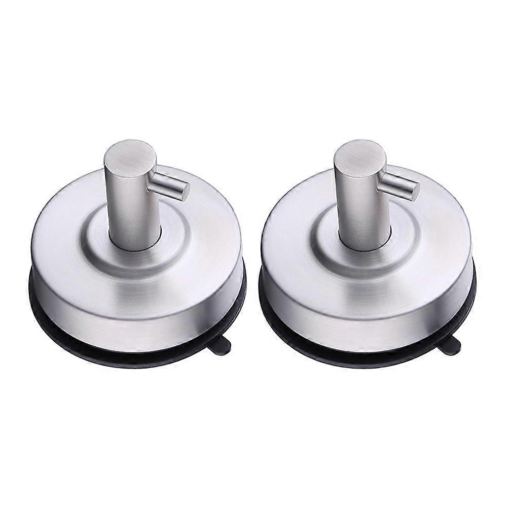 Stainless Steel Suction Hooks with Strong Vacuum Cups for Bathrooms and Kitchens Silver 2 Pieces