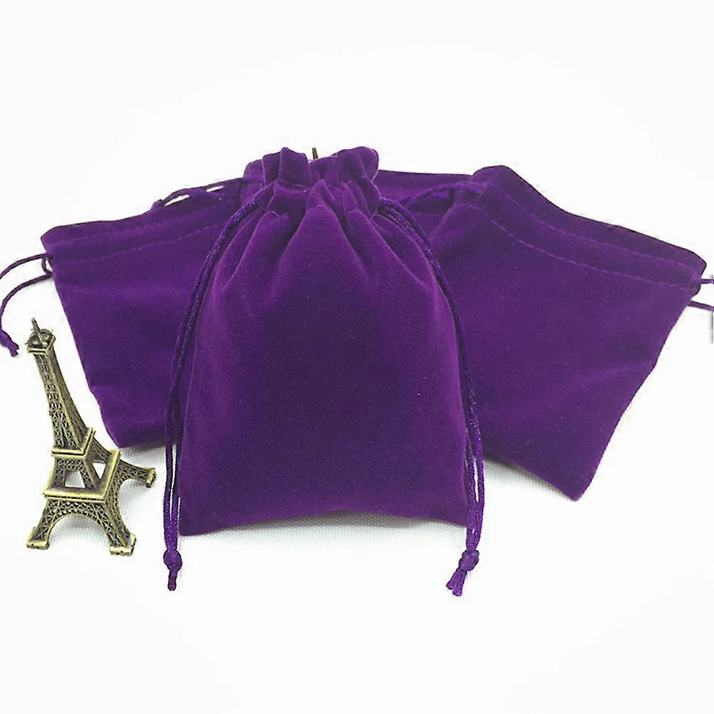 5pcs Flannel Drawstring Storage Pouch for Electronics, Cable Organizer Bag, Small Earphone Bag, Purple, for Travel & Daily Use