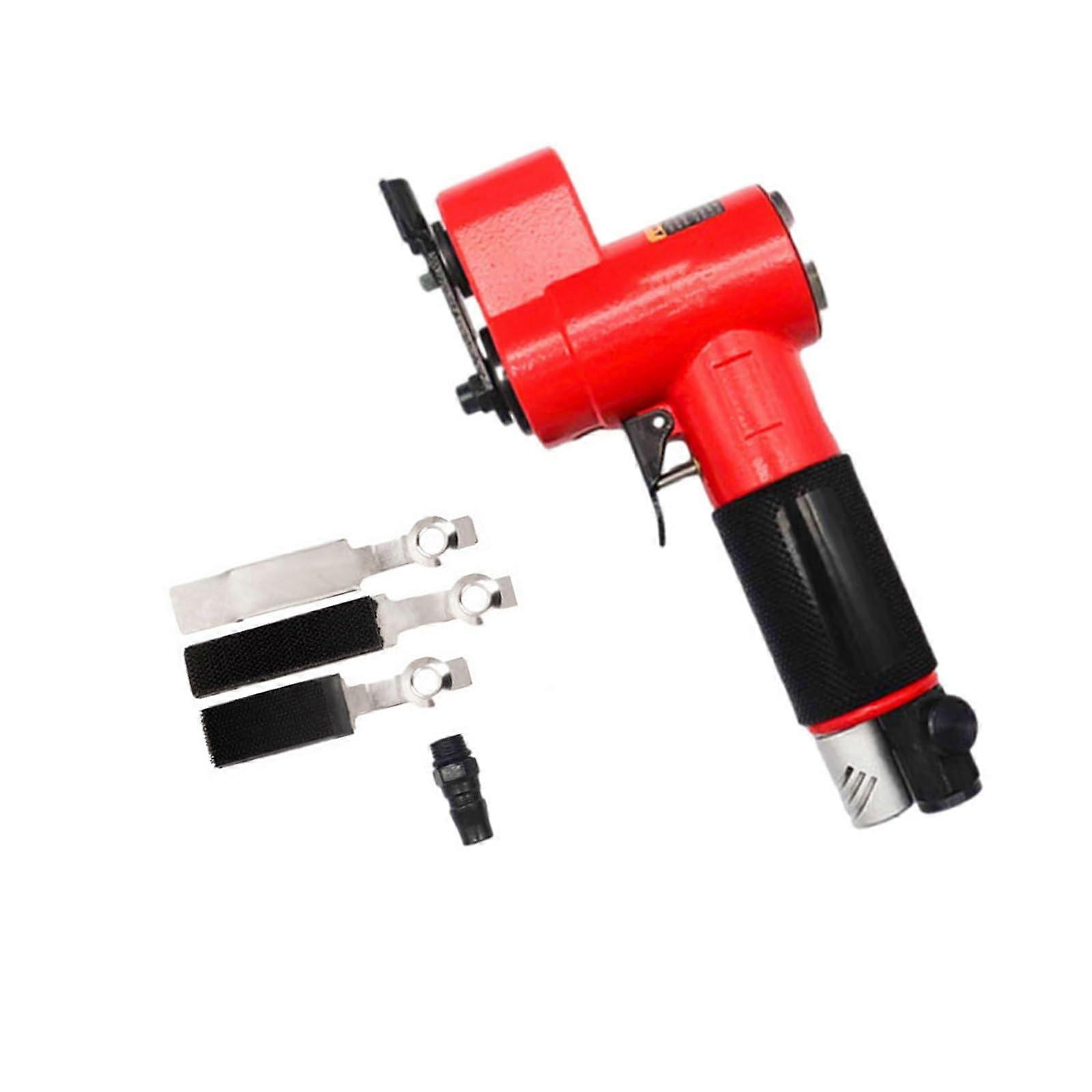 Multipurpose air sander with ironrubber sanding pads for narrow gaps, auto detailing, and faux furniture refinishing, red