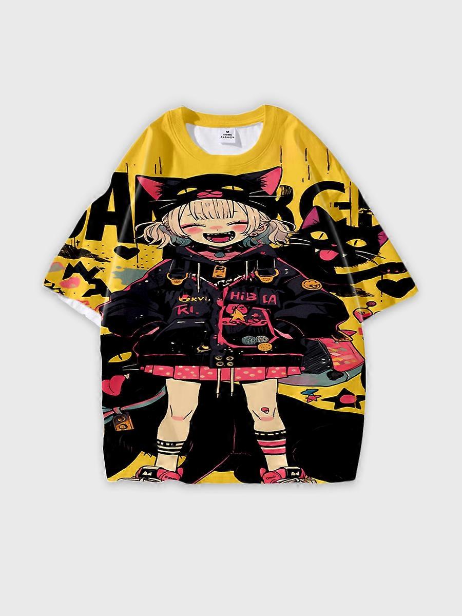 T-shirt round neck Pattern loose short sleeve B1388