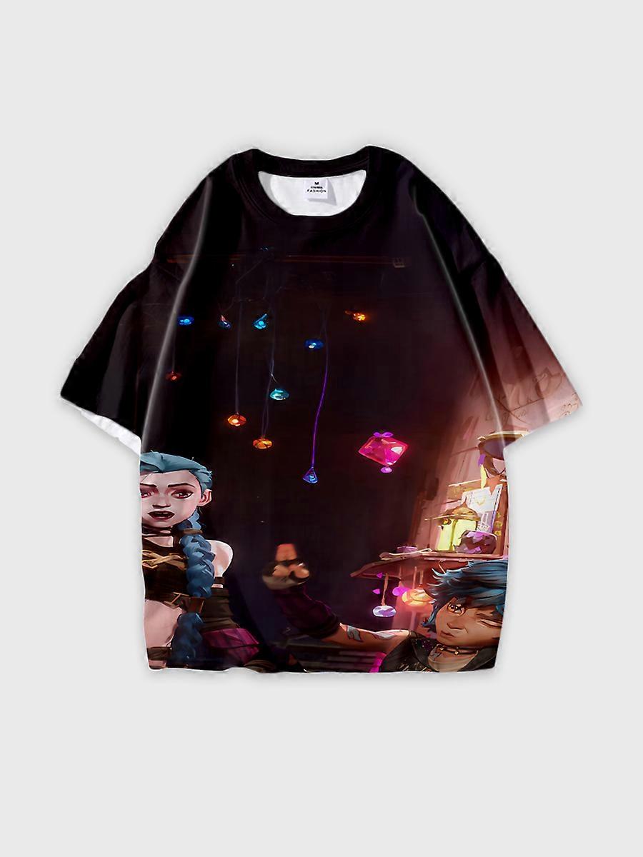 T-shirt round neck Role Pattern loose short sleeve K132