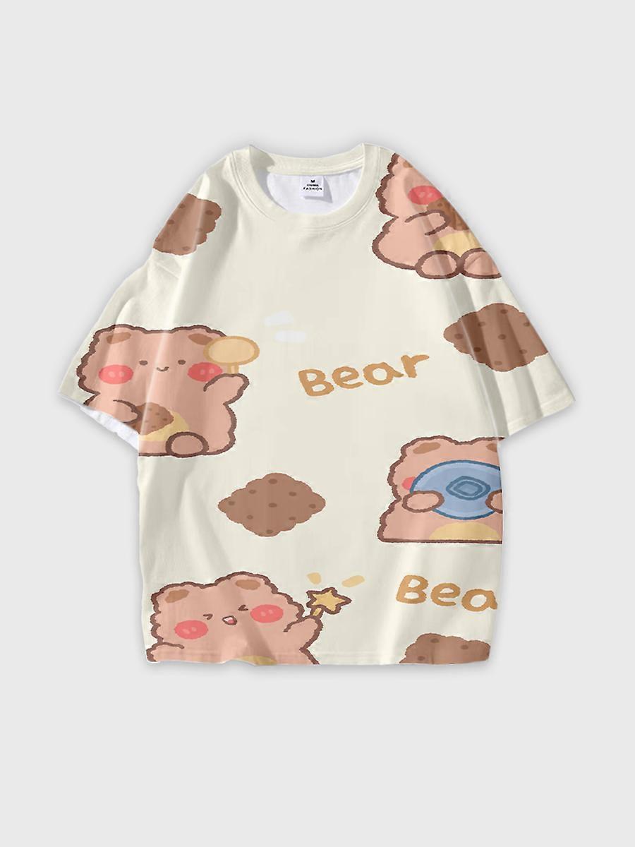 T-shirt round neck Pattern loose short sleeve B876