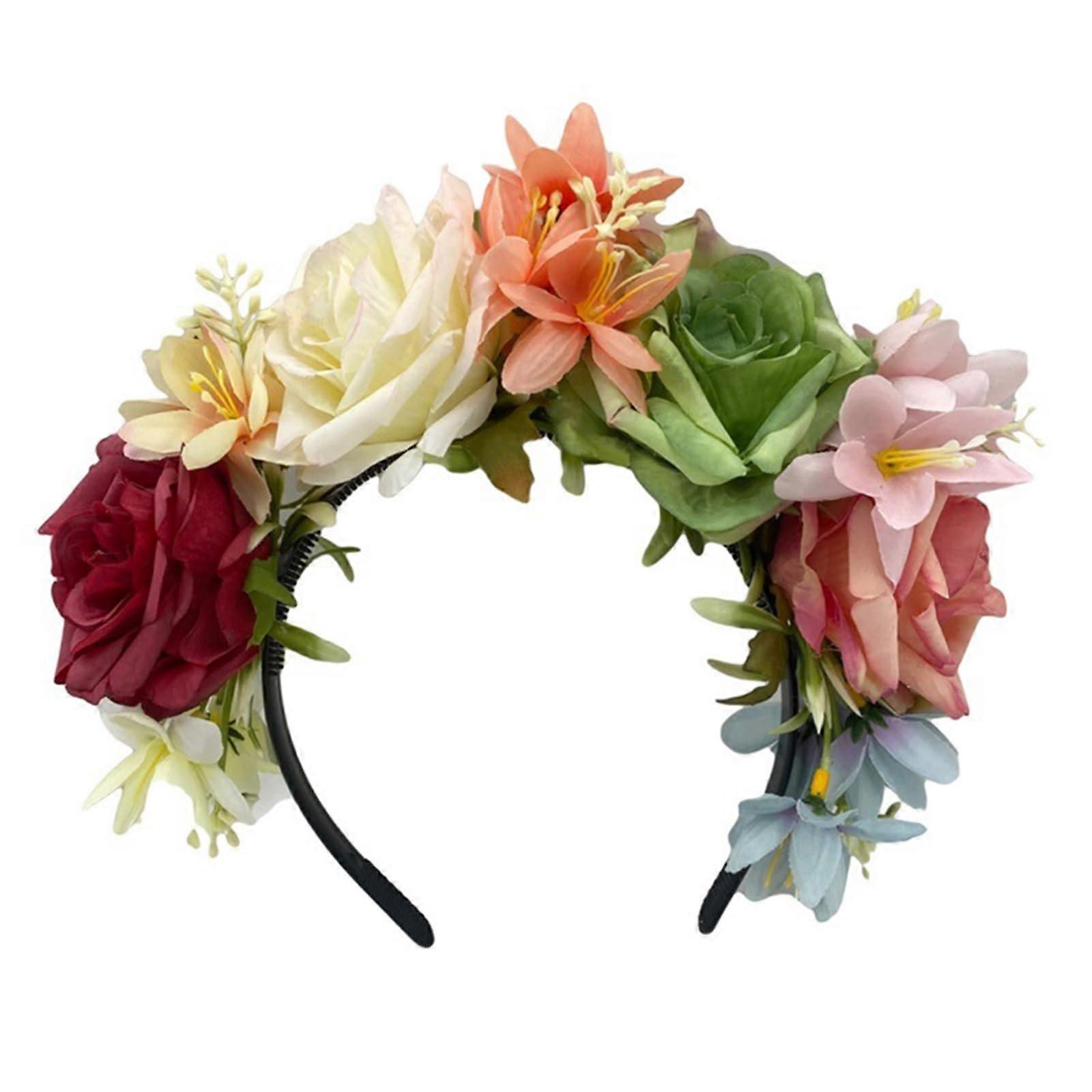 Delicate Hairband with Artificial Flower and Skull, Thin Side Headband for Girls, Halloween Floral Accessory