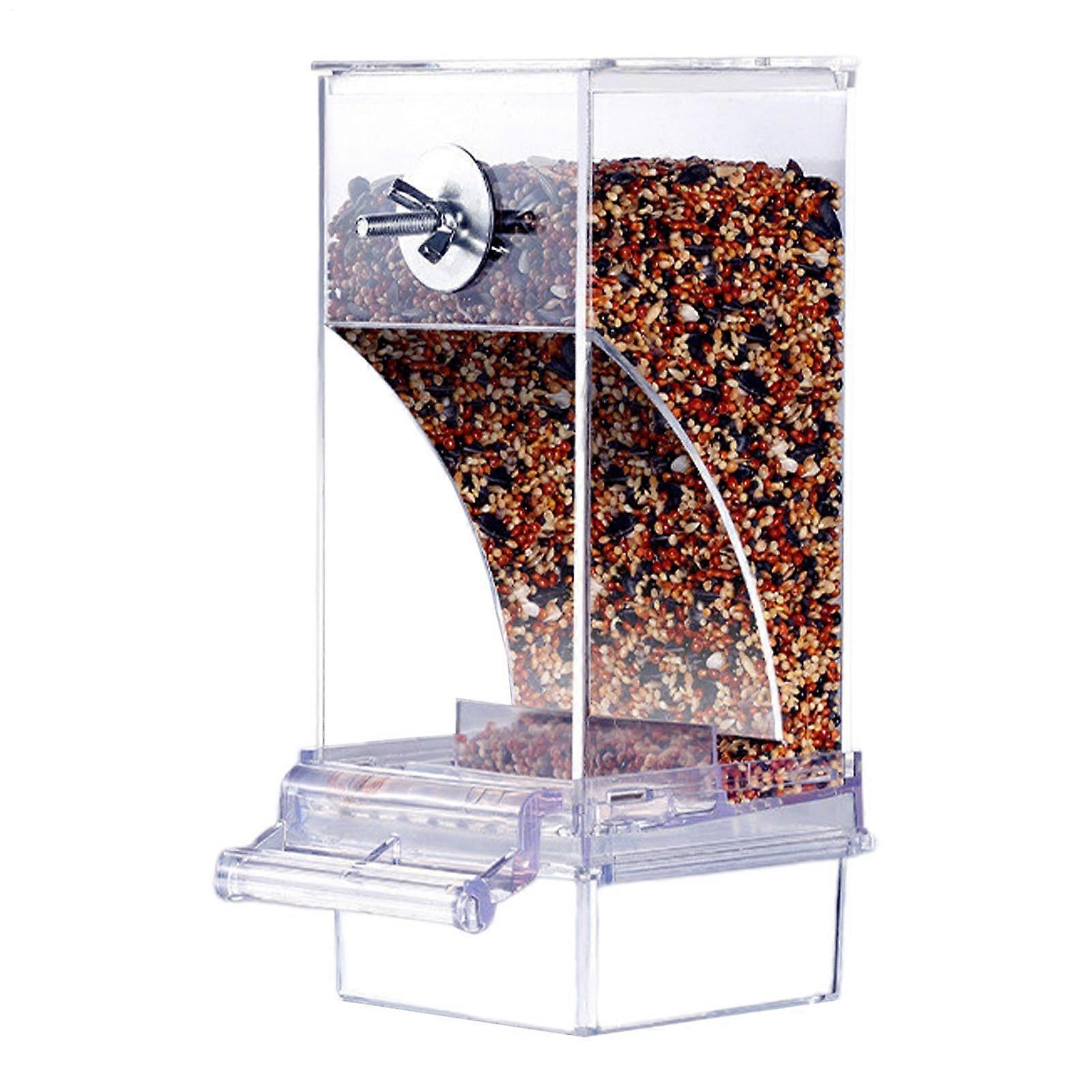 Automatic Bird Feeder For Cage - Adjustable Width Accessory For Parakeets And Parrots, Durable Plastic, Fits Most Cages