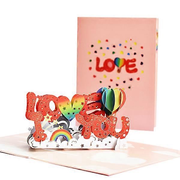 3D Pop Up I Love You Greeting Card Valentine's Day Card with Envelope G