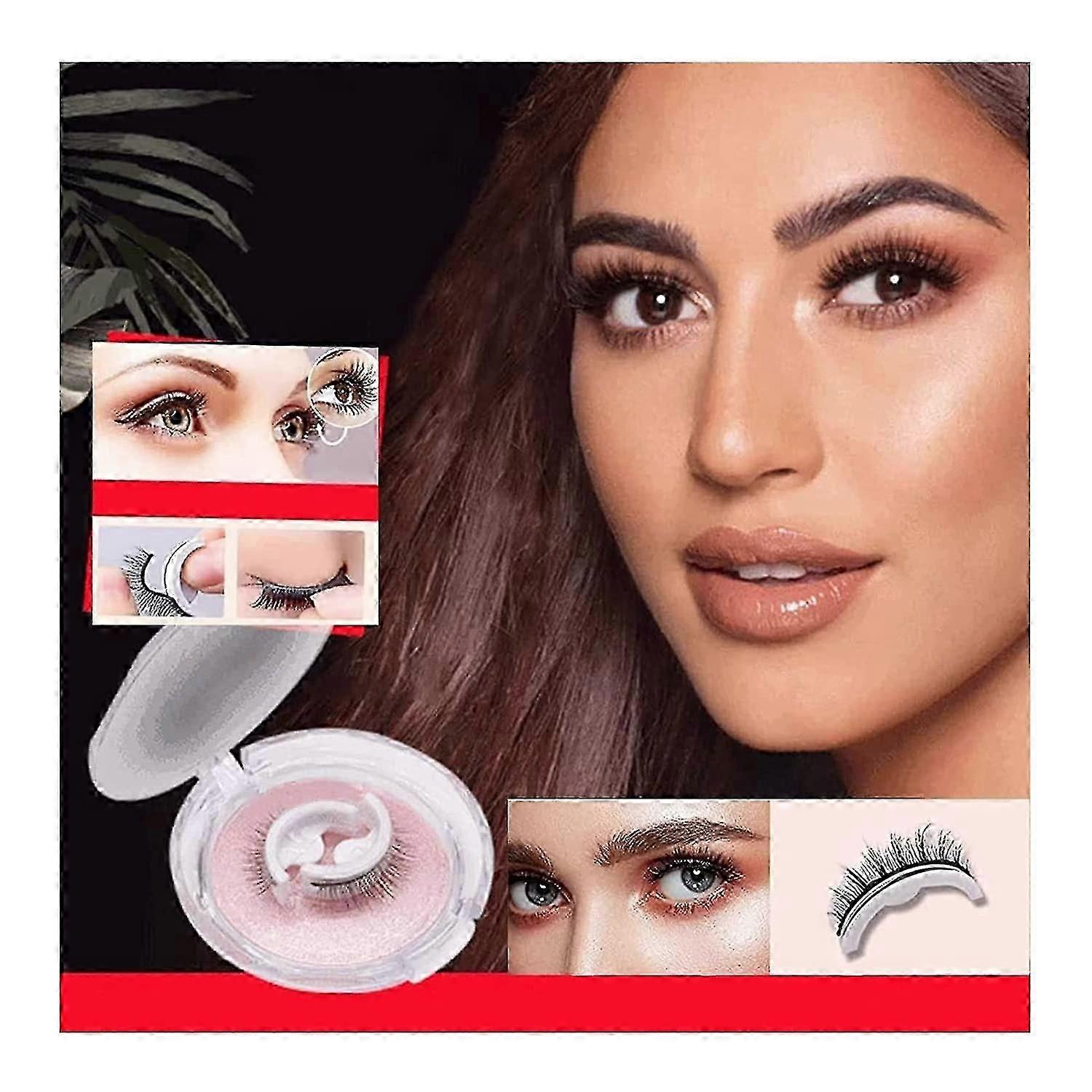 Reusable Self Adhesive Eyelashes, Natural Fluffy False Eyelashes, Wispy Long Extension Eyelashes Pack Soft Reusable Lashes No Glue, Fake Eyelashes Nat