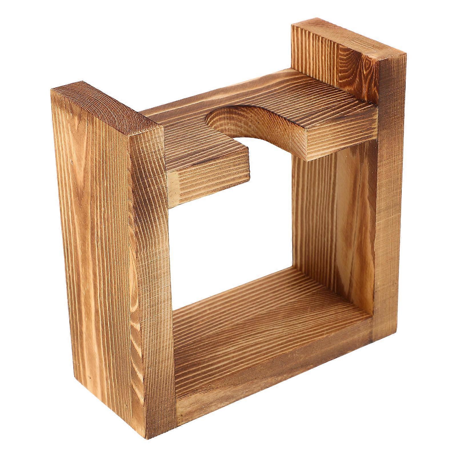 Wooden Hydroponic Vase Planter with Heart Design for Kids Use Light Brown Creative Desk Plant Stand 6.5x5 Inches