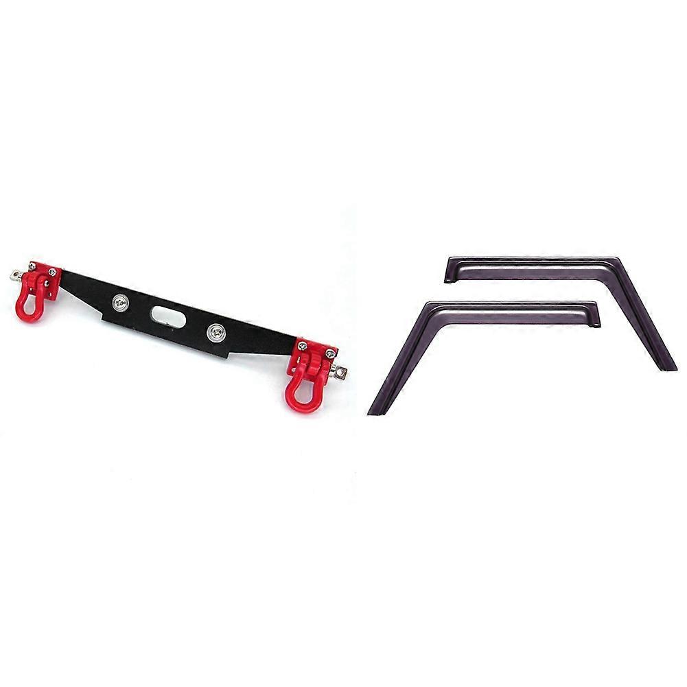 2 Set RC Car Part: 1 Pcs Metal Rear Bumper with Tow Hook & 1 Set Window Sun Visor Wind Rain Shield D