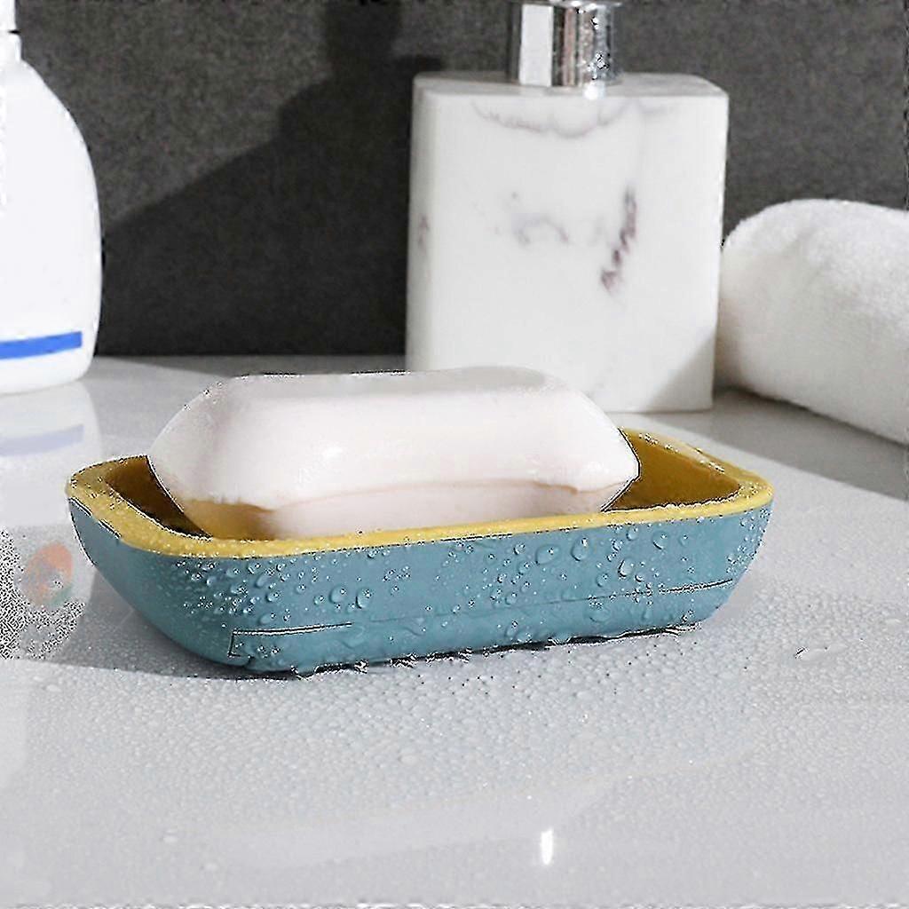 Double Layer Soap Rack No Drilling Wall Mounted Soap Drain Holder Soap Dish--green