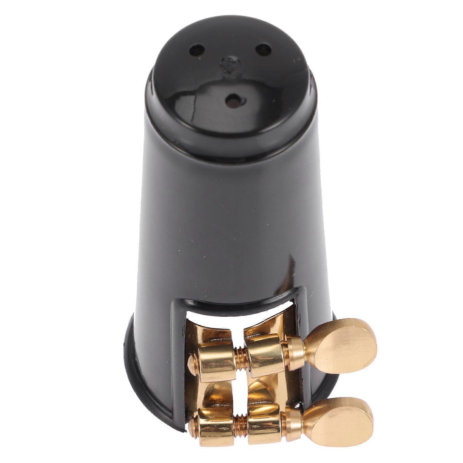 Saxophone Clip for Alto Sax Reed Brass and ABS Mouthpiece Clamp Black Durable Lightweight Easy Install for Sax Use