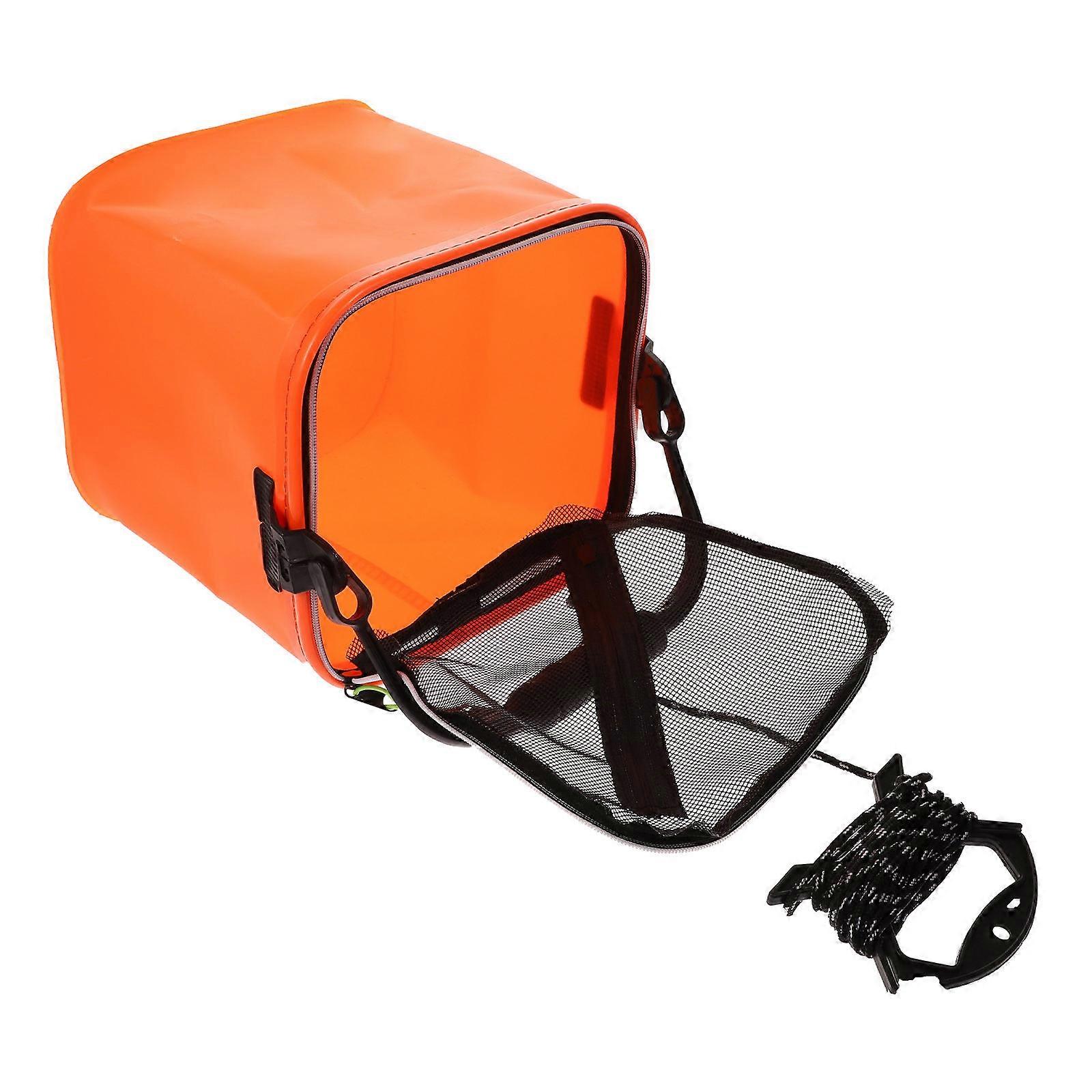 Water Container 1Set Fishing Bucket Camping Storage Collapsible 24X24X24CM Practical Use Orange