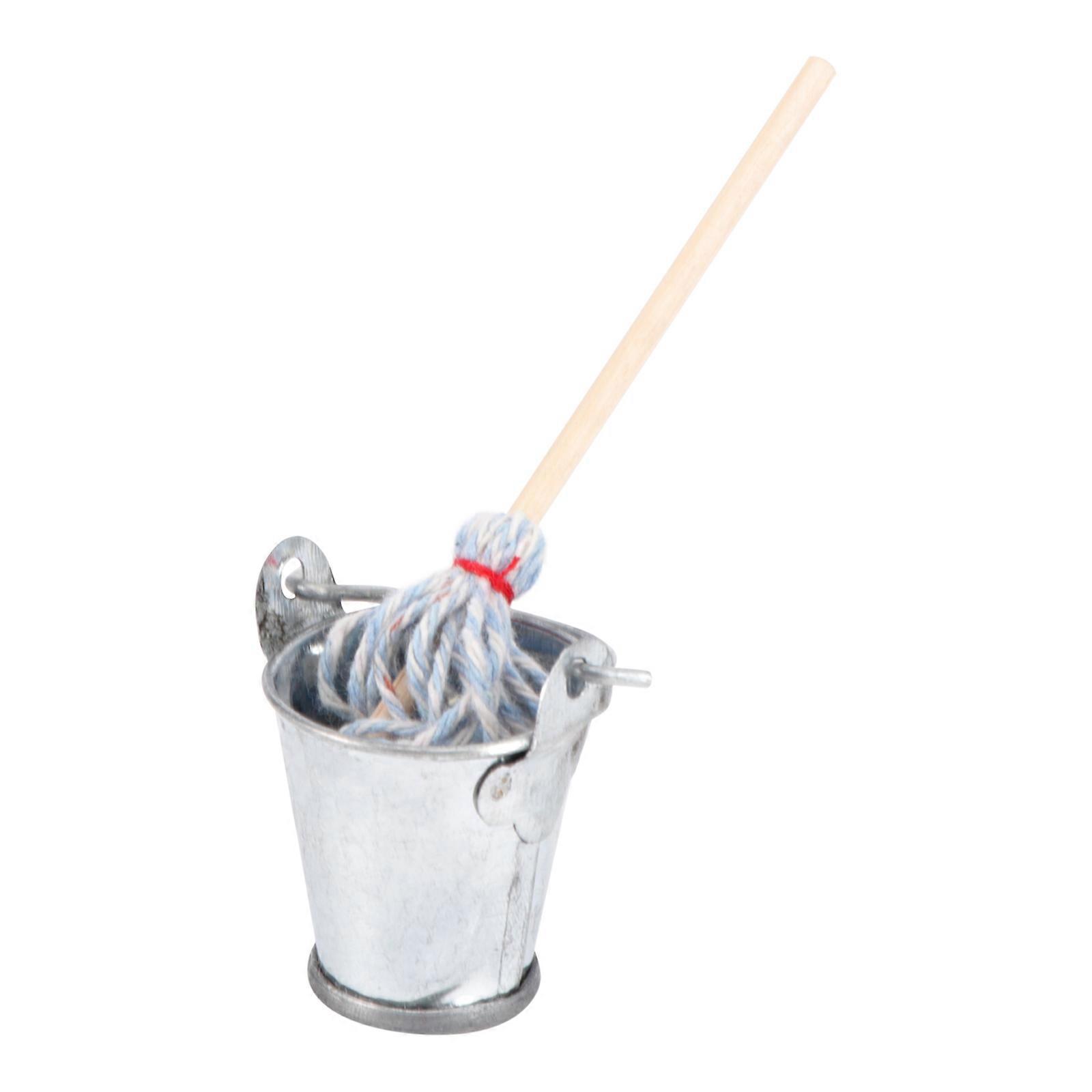 Small House Accessory Mini Cleaning Brush Set Lifelike Silver Iron 1Set