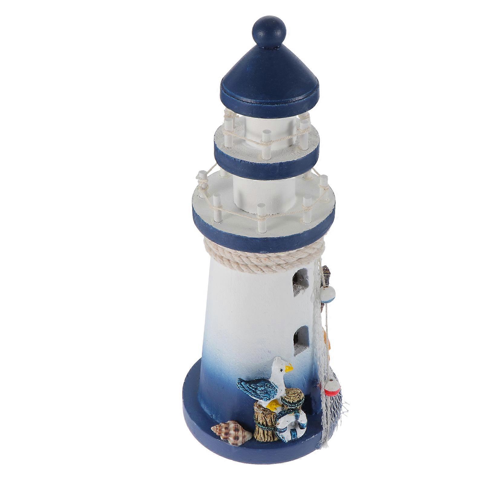 Wooden Lighthouse Ornament Creative Desktop Decor Unique Lighthouse Adorn