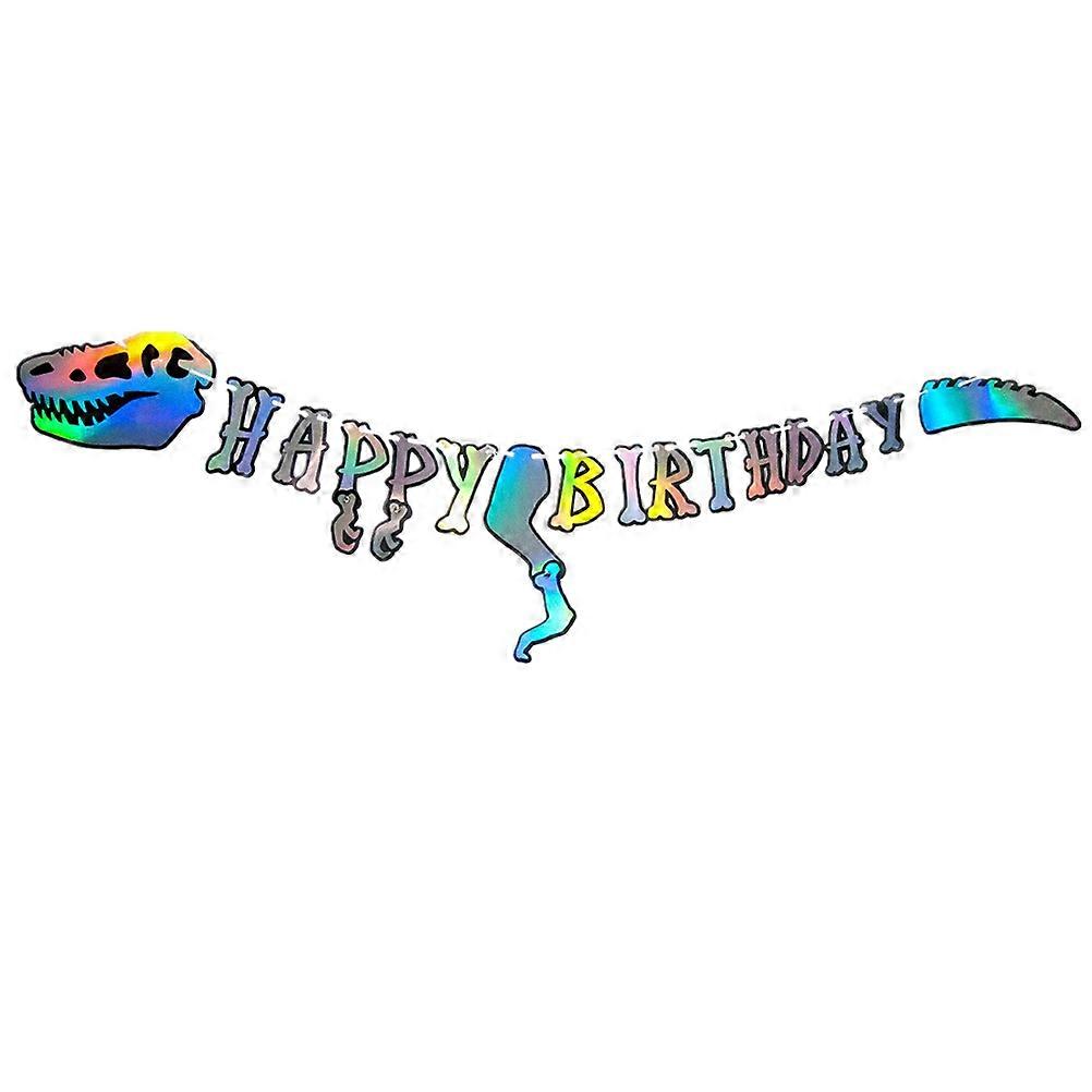 Dinosaur Theme Flag Banners 1 Set Charming Decoration for Birthday Party Multi Color Hanging Banner