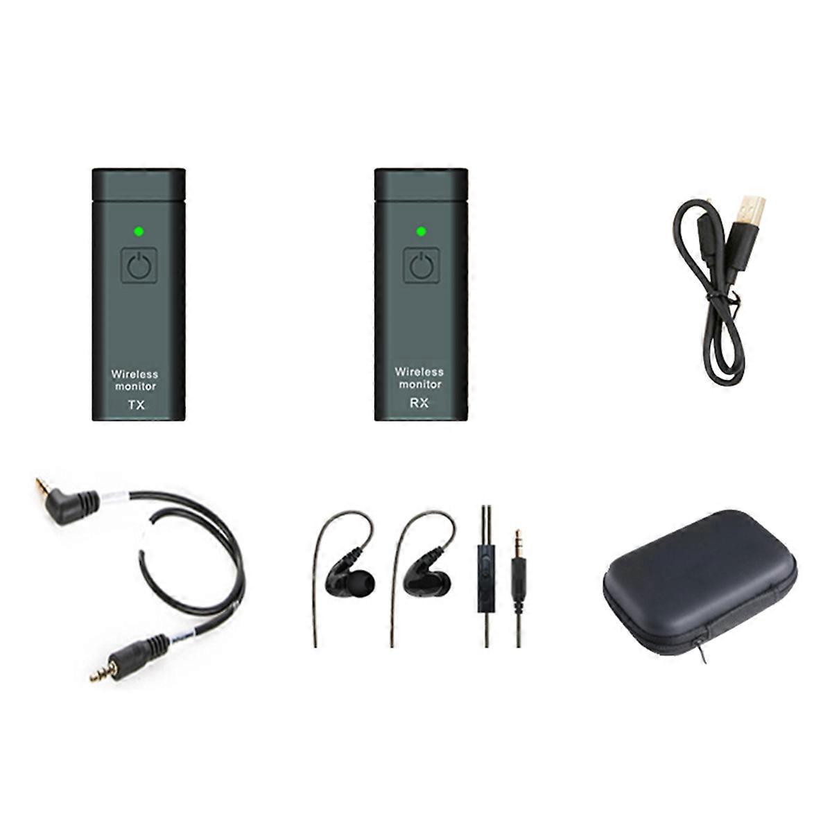 Wireless Earphone Monitoring System Kit IEM Stereo Transmitter Receiver with Real-Time Ear Return f