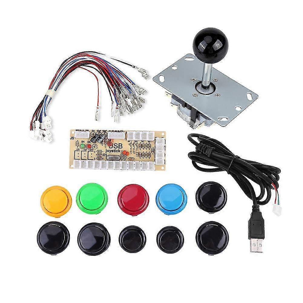 DIY Zero Delay Arcade Game Kit with 10 Buttons, Joystick & USB Encoder - Perfect for MAME PC Arcade Customization
