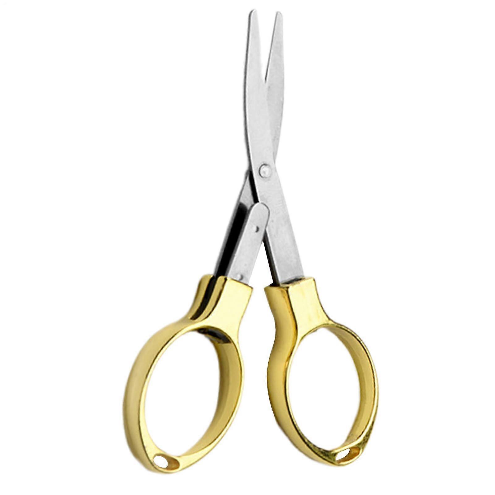 Portable Scissors, Folding Scissors - Compact Multi-Purpose Safety Shears for Crafting, Gardening, and Outdoor Kitchen Gold